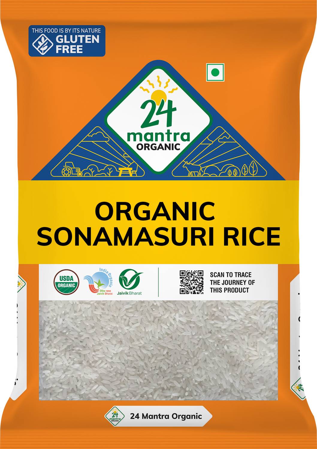 24 mantra ORGANIC Sona Masoori Rice (Full Grain, Polished)