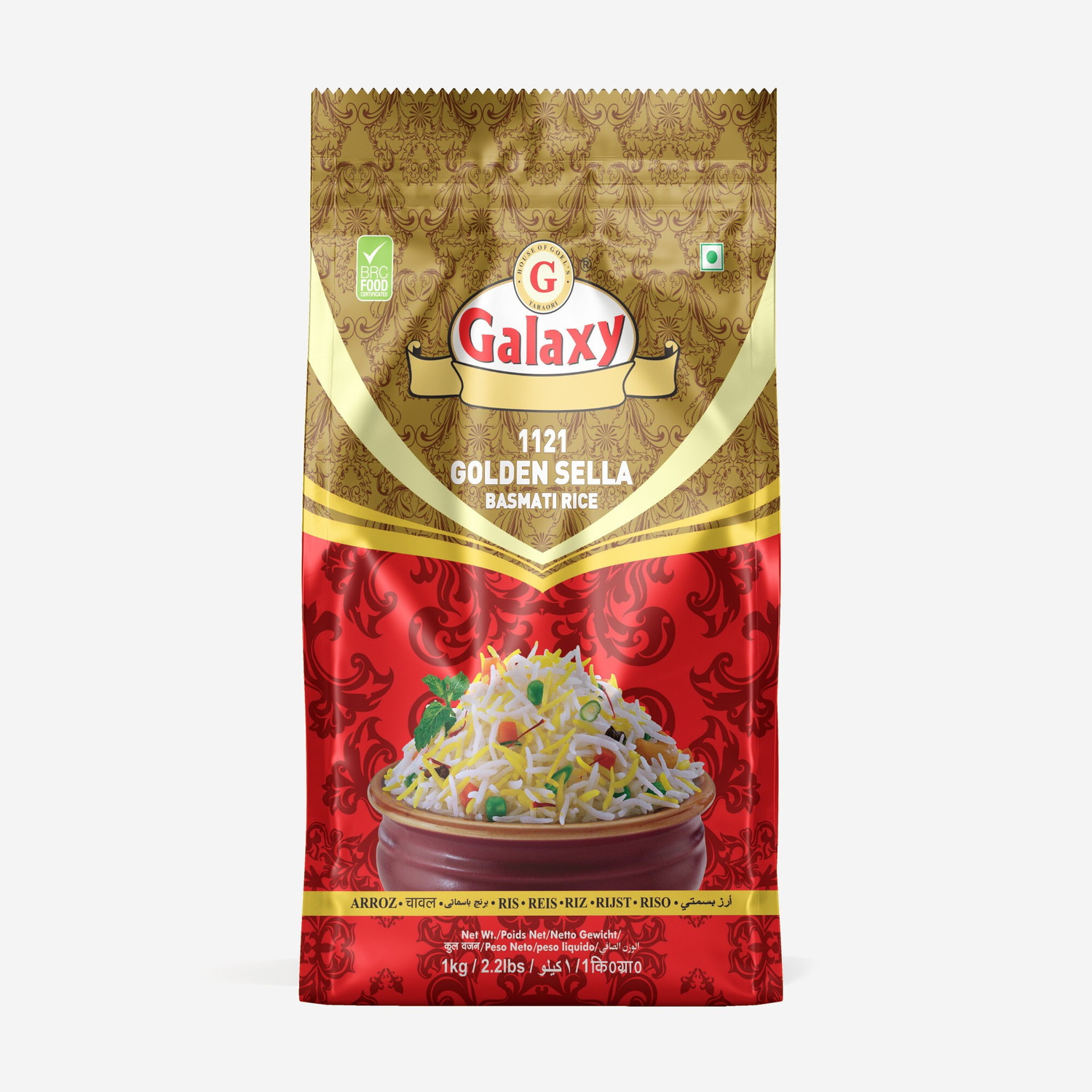 Image of GALAXY 1121 Golden Sella Aromatic Authentic Aged Biryani Rice 1 KG Pack of 2 Basmati Rice (Long Grain)