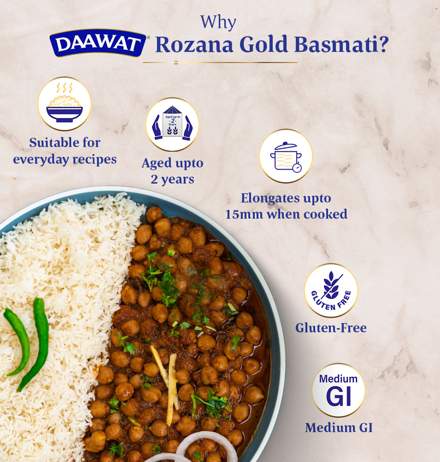 Image of Daawat Rozana Gold Basmati Rice (Medium Grain)