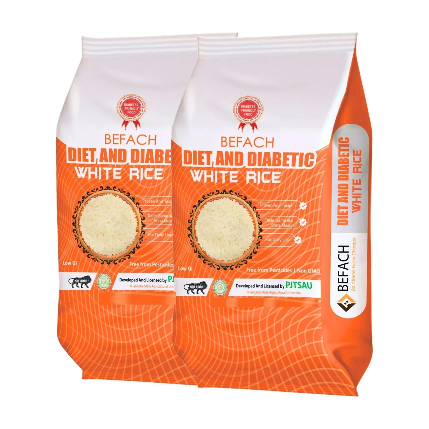 Image of Befach Fortified Low GI White Rice for Sugar Free Weight Loss Everyday Rice (Medium Grain, Polished)