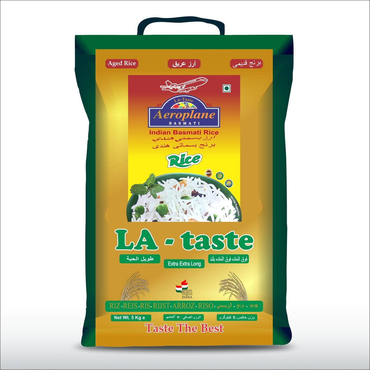 AEROPLANE Prime La Taste Golden Sela 5Kg Basmati Rice (Full Grain, Steam)