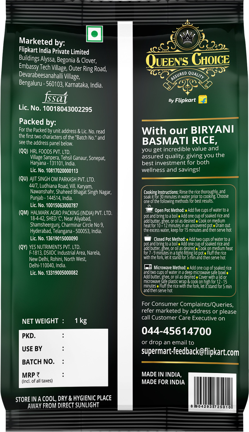 Image of Queen's Choice Biryani Basmati Rice by Flipkart Grocery