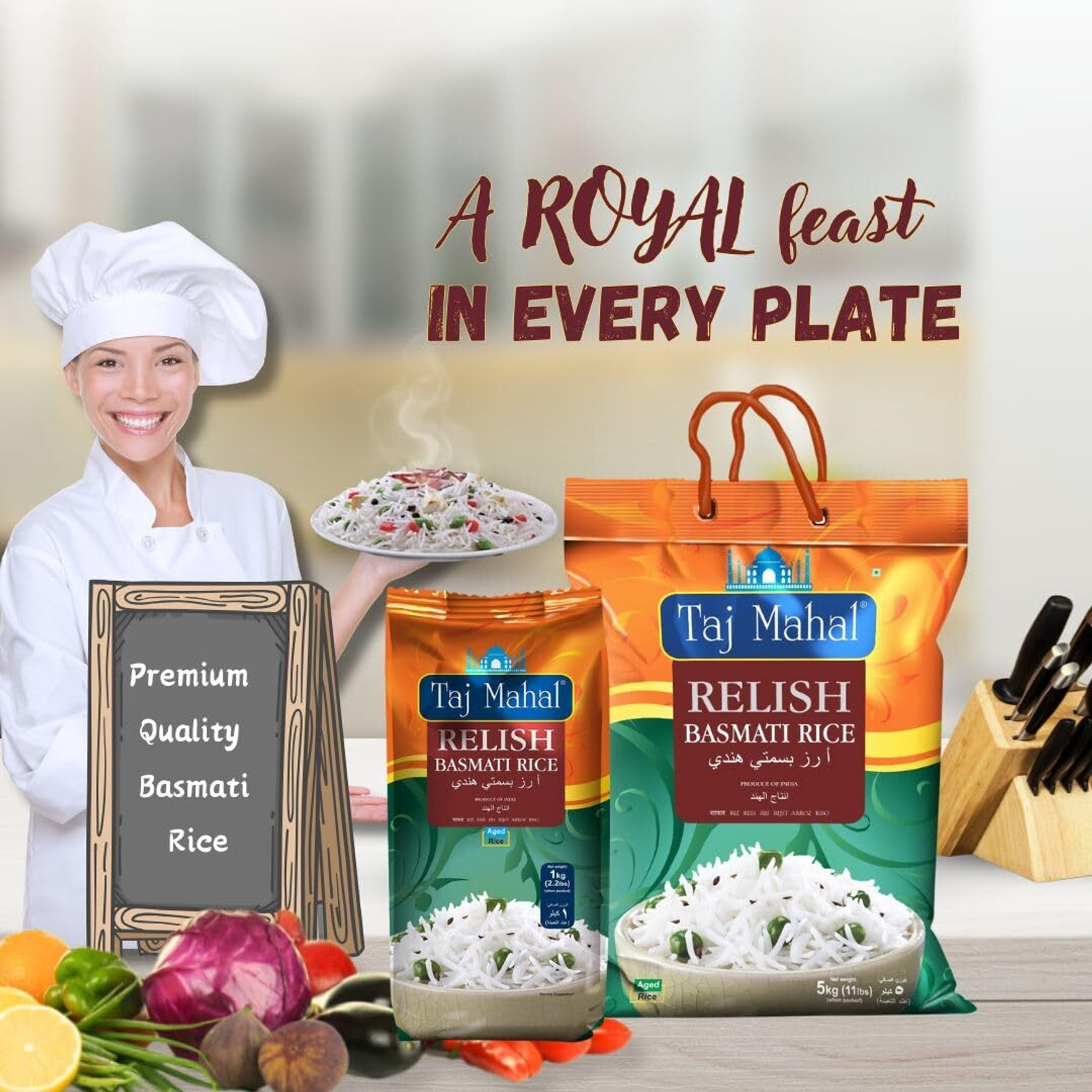Image of Taj Mahal Relish Non-Sticky & Fluffy Naturally Aged Basmati Rice (Long Grain, Steam)