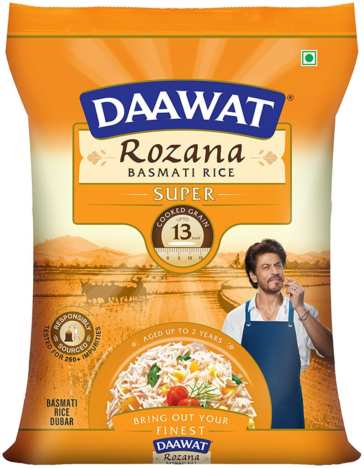Daawat Rozana Super Basmati Rice 5Kg|Cooked Grain Upto 13mm*| Nat... more