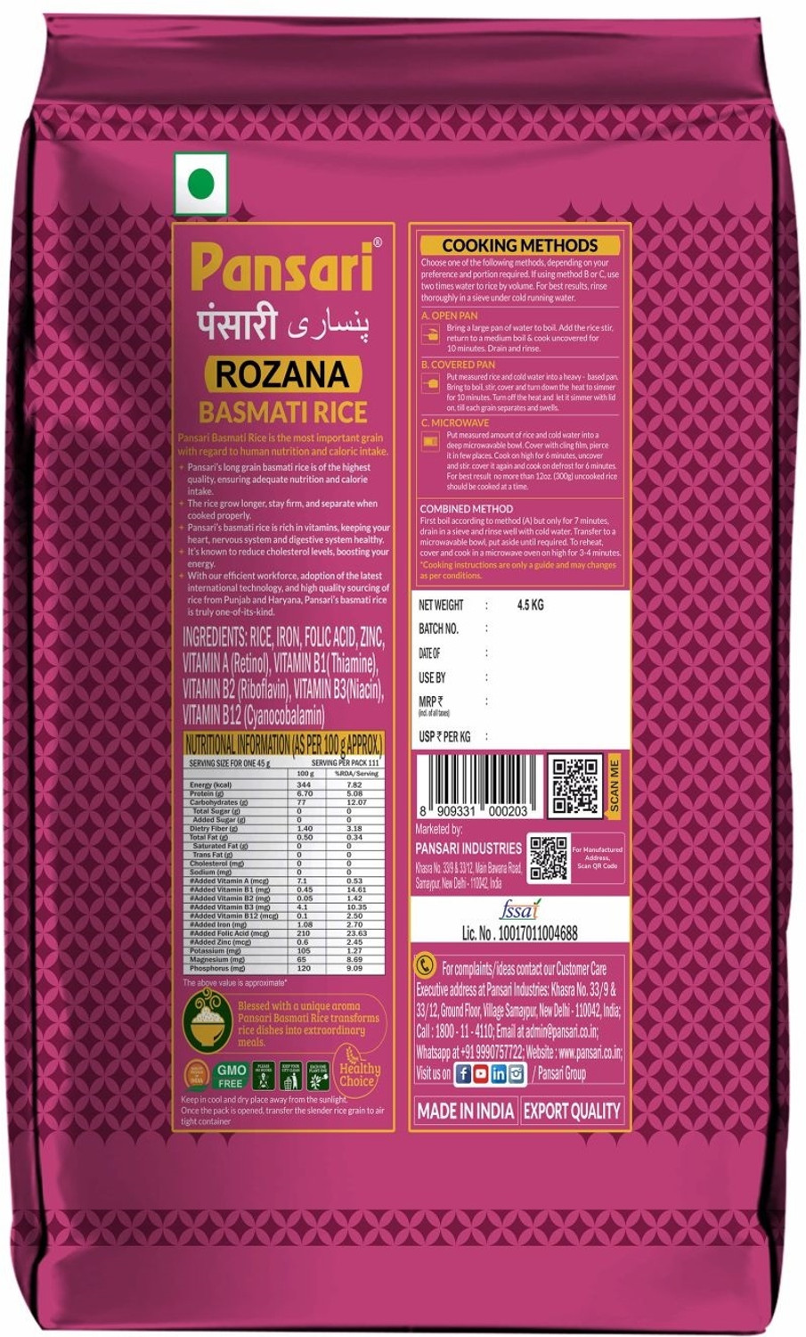 Image of Pansari Rozana Basmati Rice