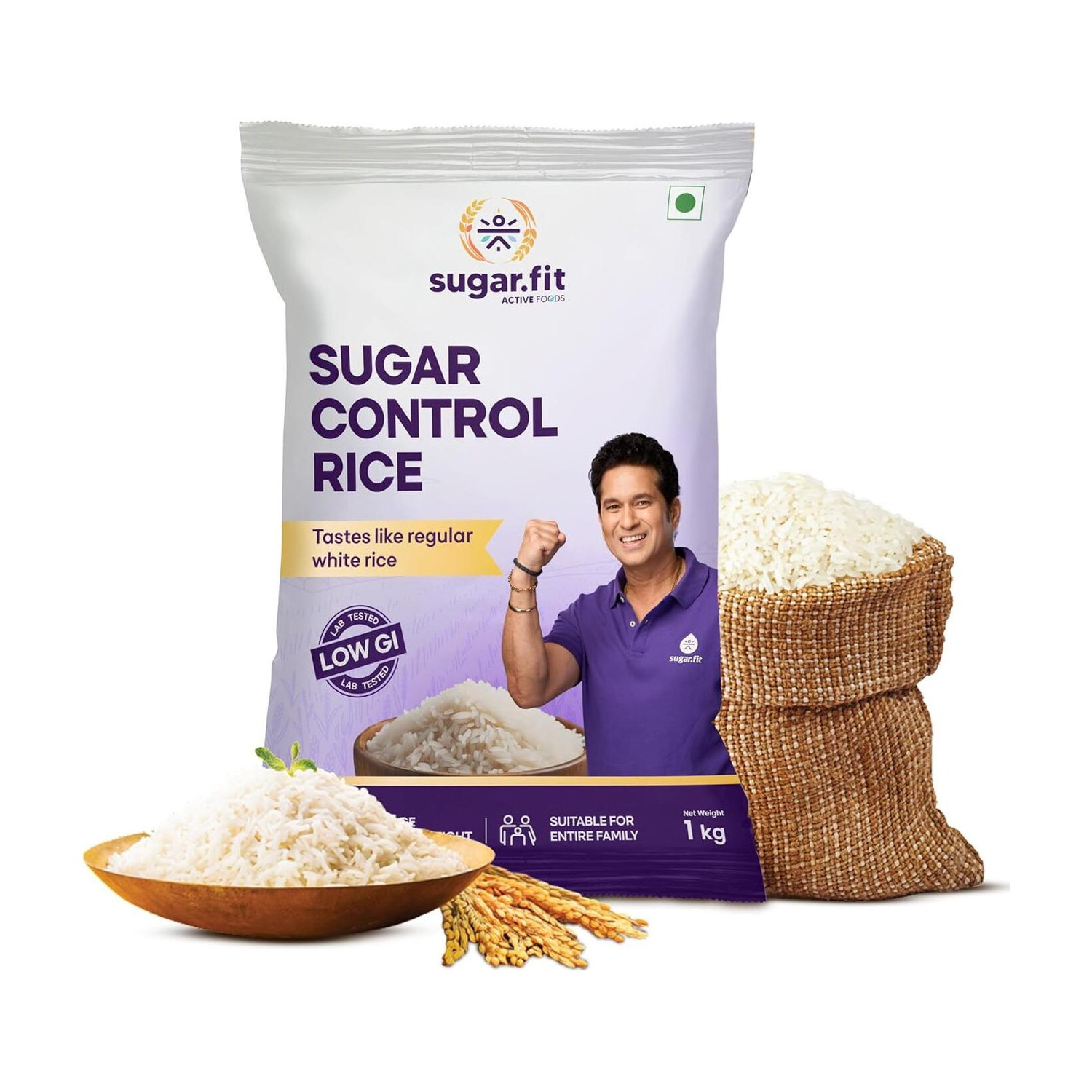 Image of Sugar.fit Sugar Control Low GI Sona Masoori Rice | Whole Grain |Supports Weight & Diabetes Sona Masoori Rice (Full Grain, Unpolished)