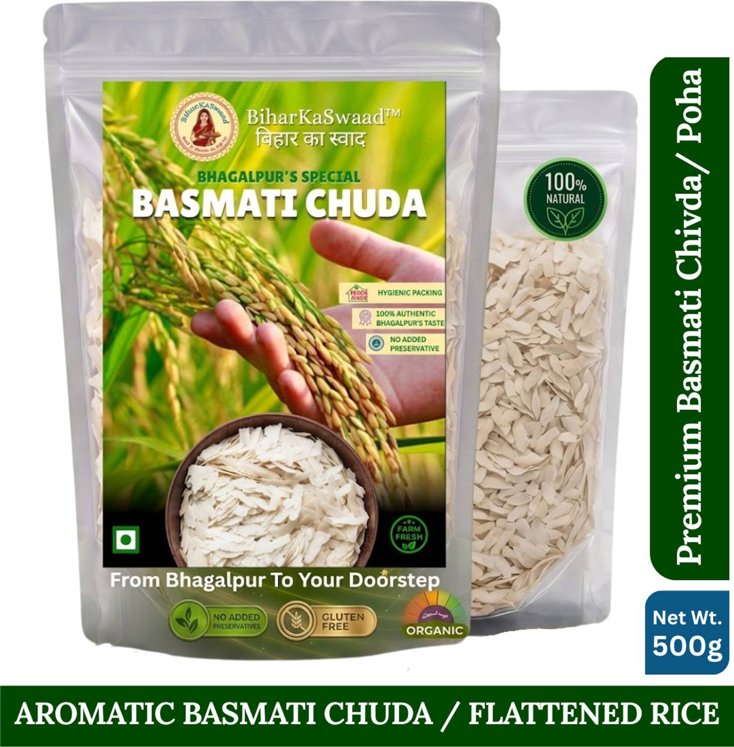 BIHARKASWAAD Authentic Bhagalpur Basmati Chura (Aromatic Poha) Basmati Rice (Long Grain, Raw)