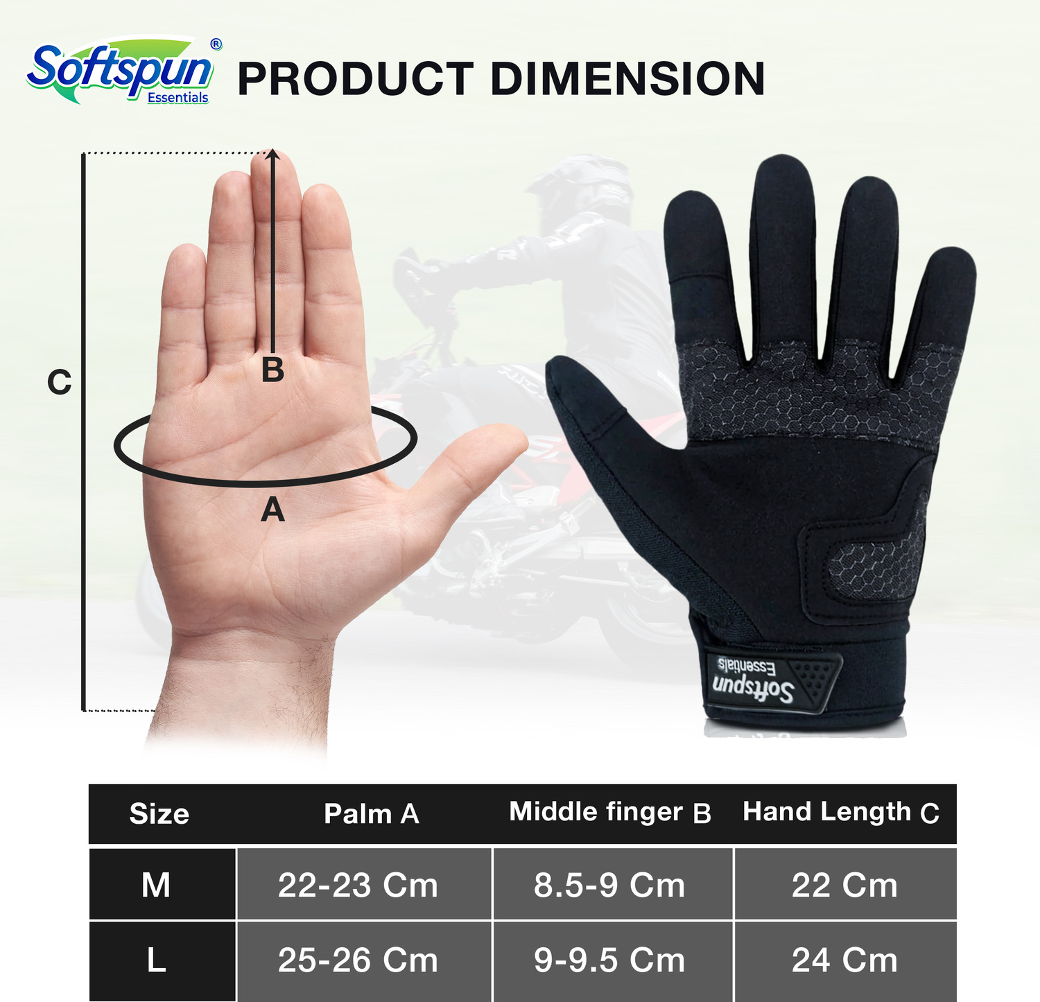 Image of SOFTSPUN Essentials Motorcycle Riding Gloves ,balaclava Riding Gloves