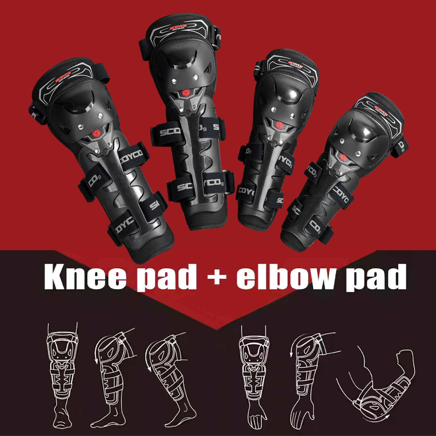Image of AutoPowerz K11- Adjustable Knee and Elbow Guard Elbow Guard, Knee Guard Free Black