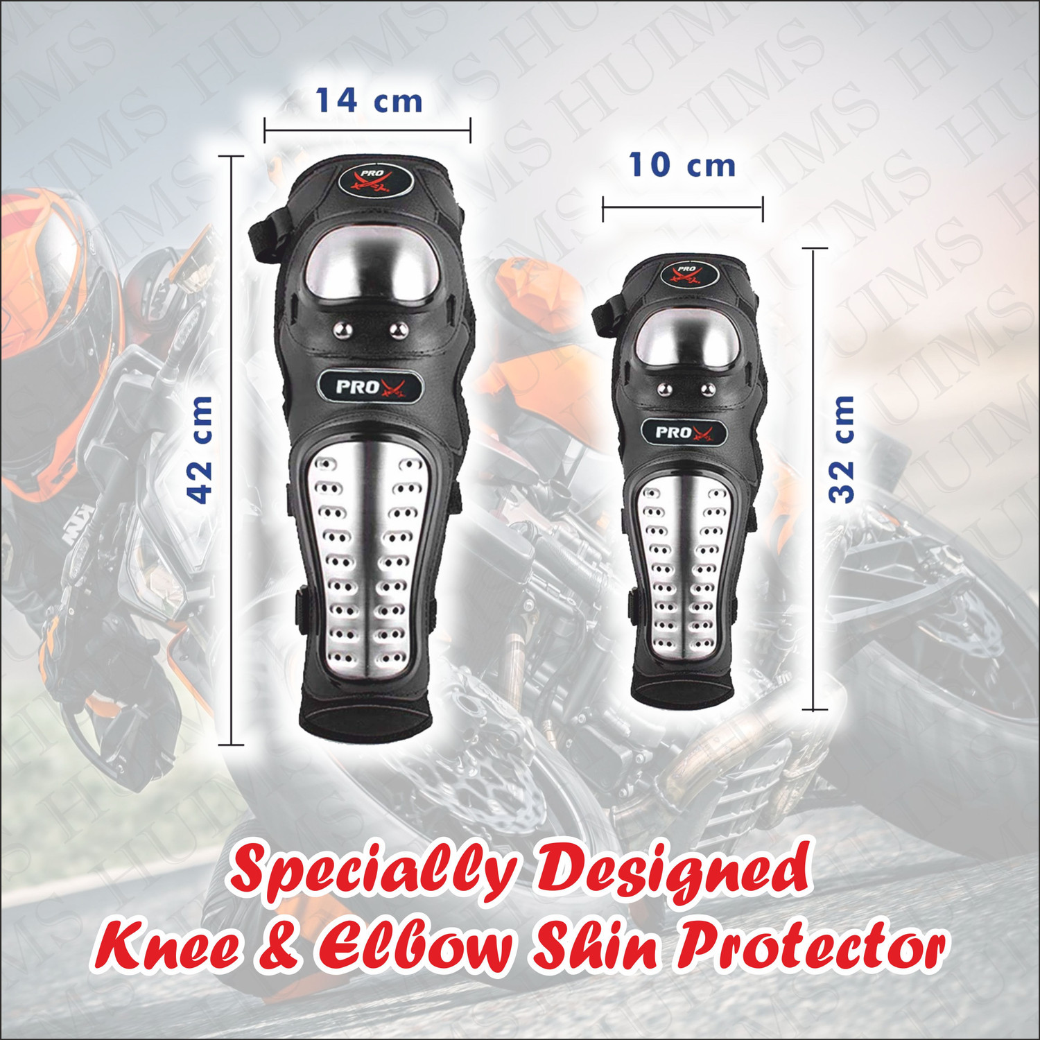 Image of Huims 4Pcs /Set Motorcycle Kneepad Stainless Steel Moto Elbow Knee Pads Protective Elbow Guard, Knee Guard Free Black