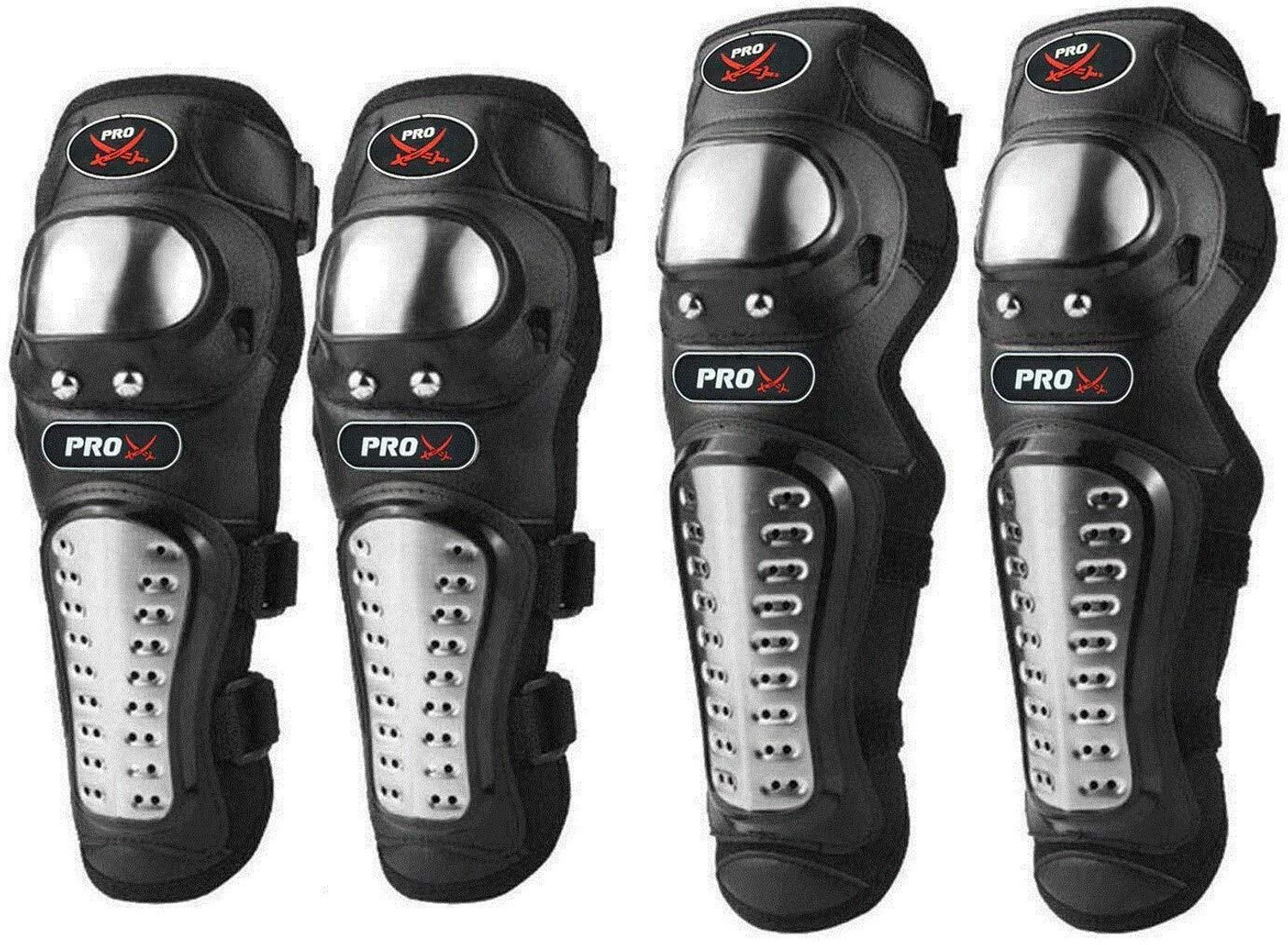 Image of Huims 4Pcs /Set Motorcycle Kneepad Stainless Steel Moto Elbow Knee Pads Protective Elbow Guard, Knee Guard Free Black