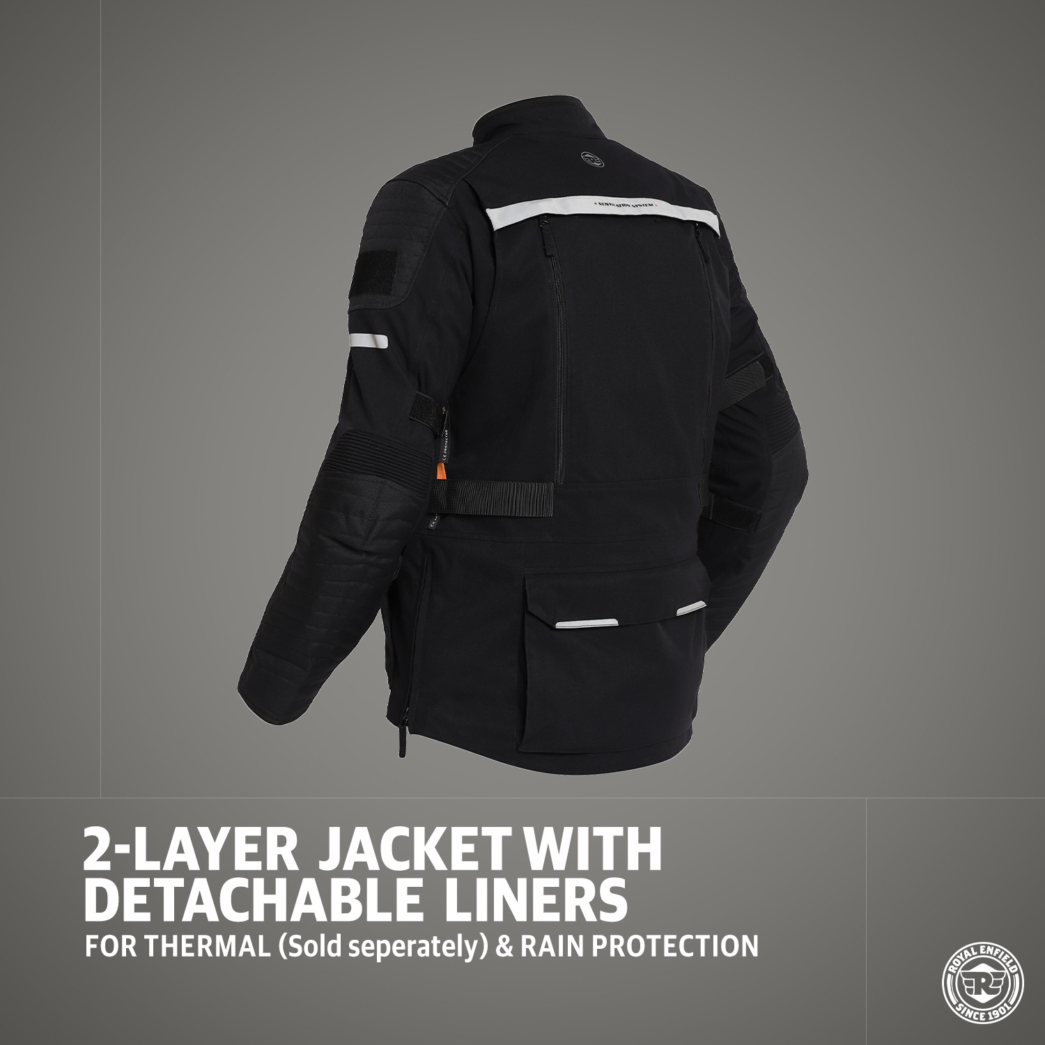 Image of Royal Enfield Nirvik V2 Two Layered with Chest, Back, Shoulder & Elbow Armours and Rain Jacket Riding Protective Jacket