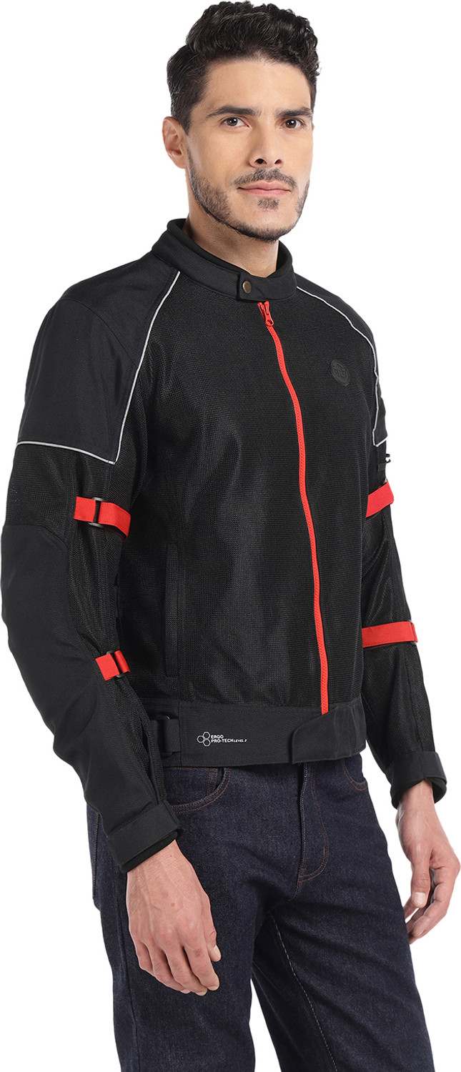 Image of Royal Enfield Streetwind V3 Riding Protective Jacket RRGJRA220308 Riding Protective Jacket (Black, Red, M)