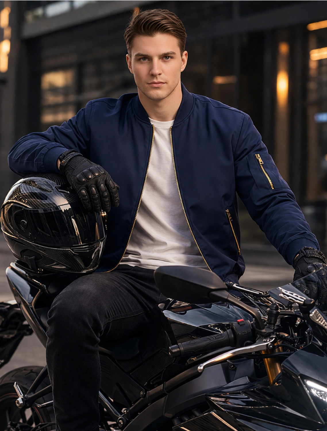 Image of Mia Fashion Men's Protective Biker Windcheater with Full Sleeves & Zip Closure Riding Protective Jacket