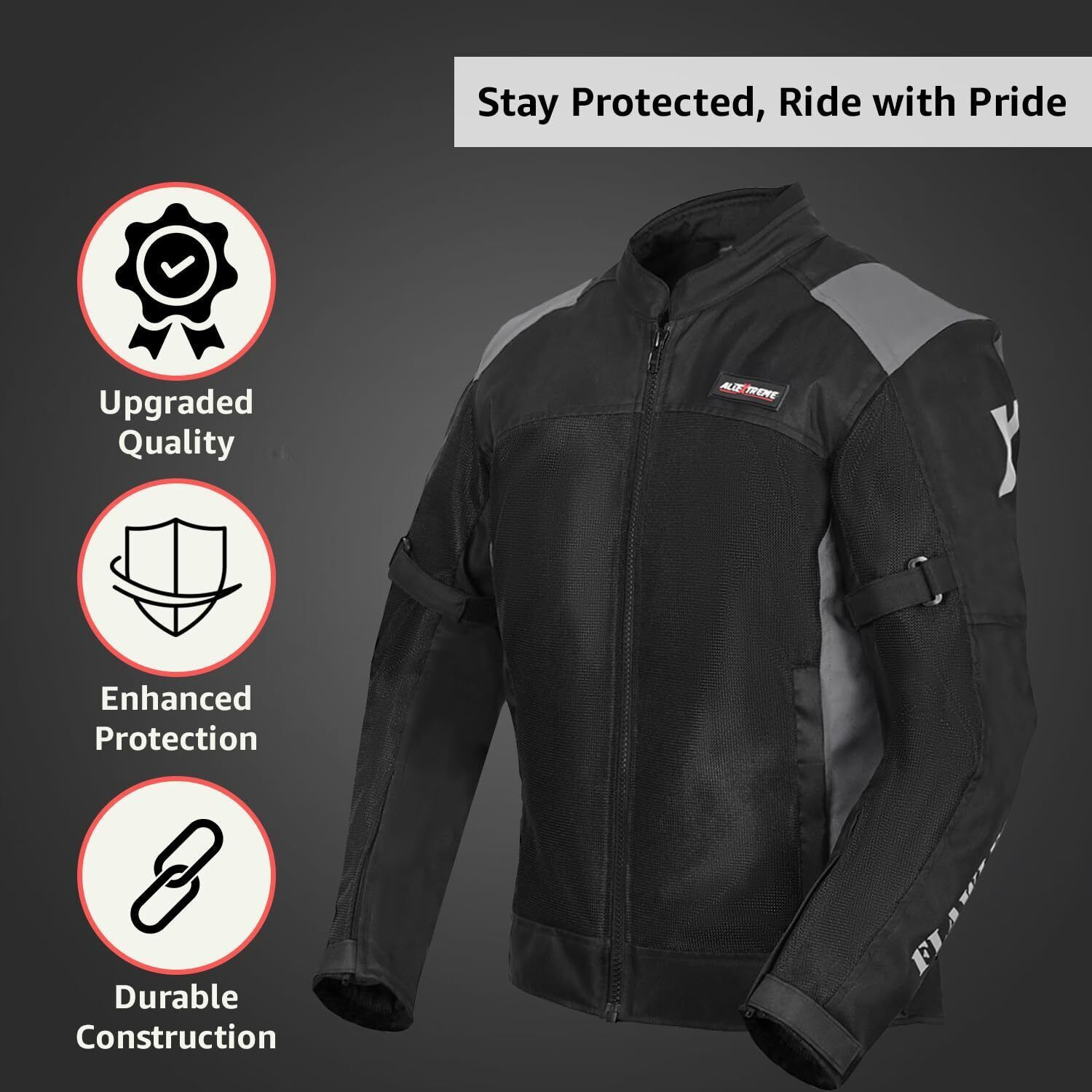 Image of ALLEXTREME FLAWLESS Unisex Riding Jacket CE Level 2 Certified Mesh Rider Gear for Bikers Riding Protective Jacket