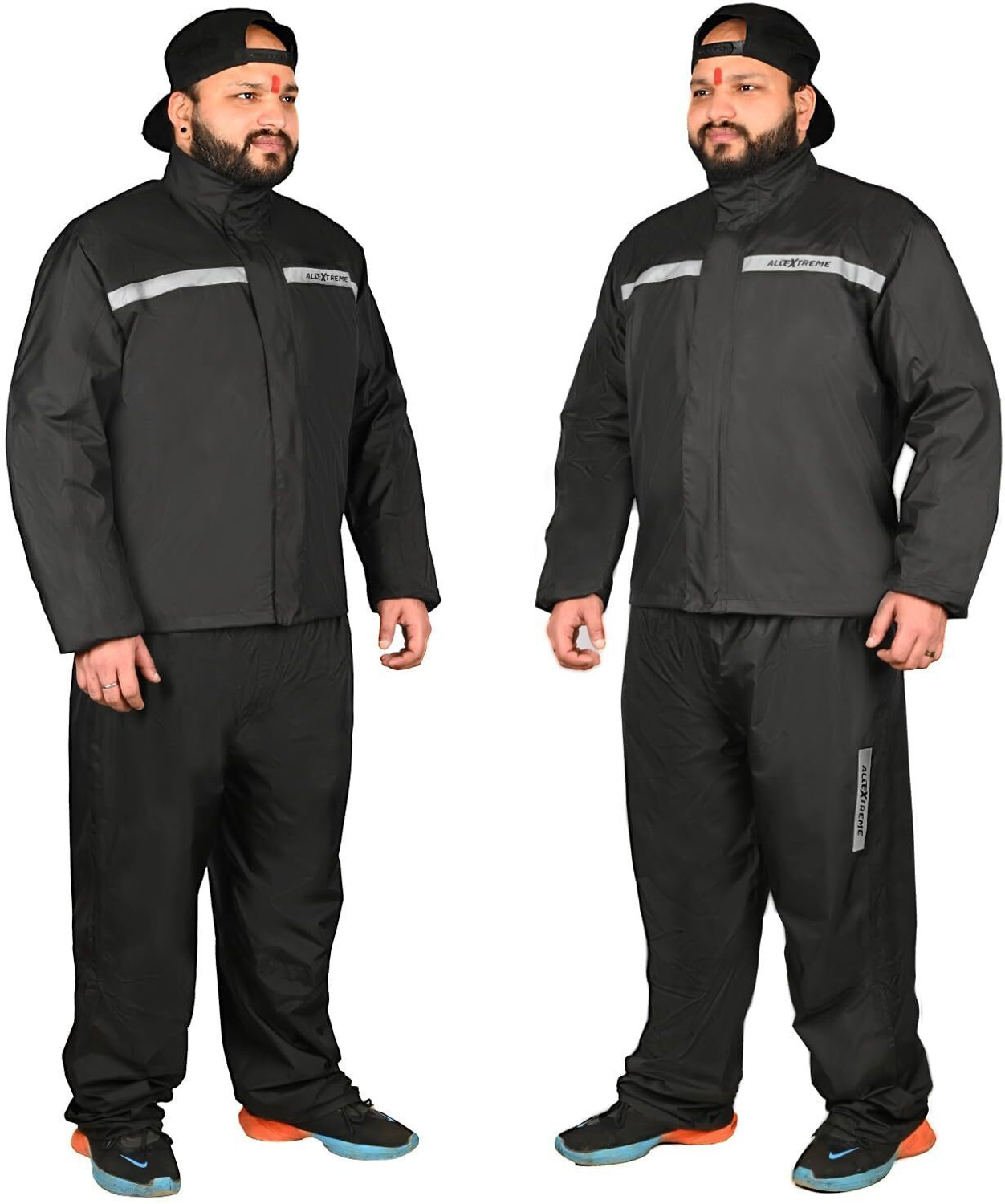 Image of ALLEXTREME Riding Jacket Rain Suit Cover with Pant PU Coated Polyester Fabric for Men's Riding Protective Jacket
