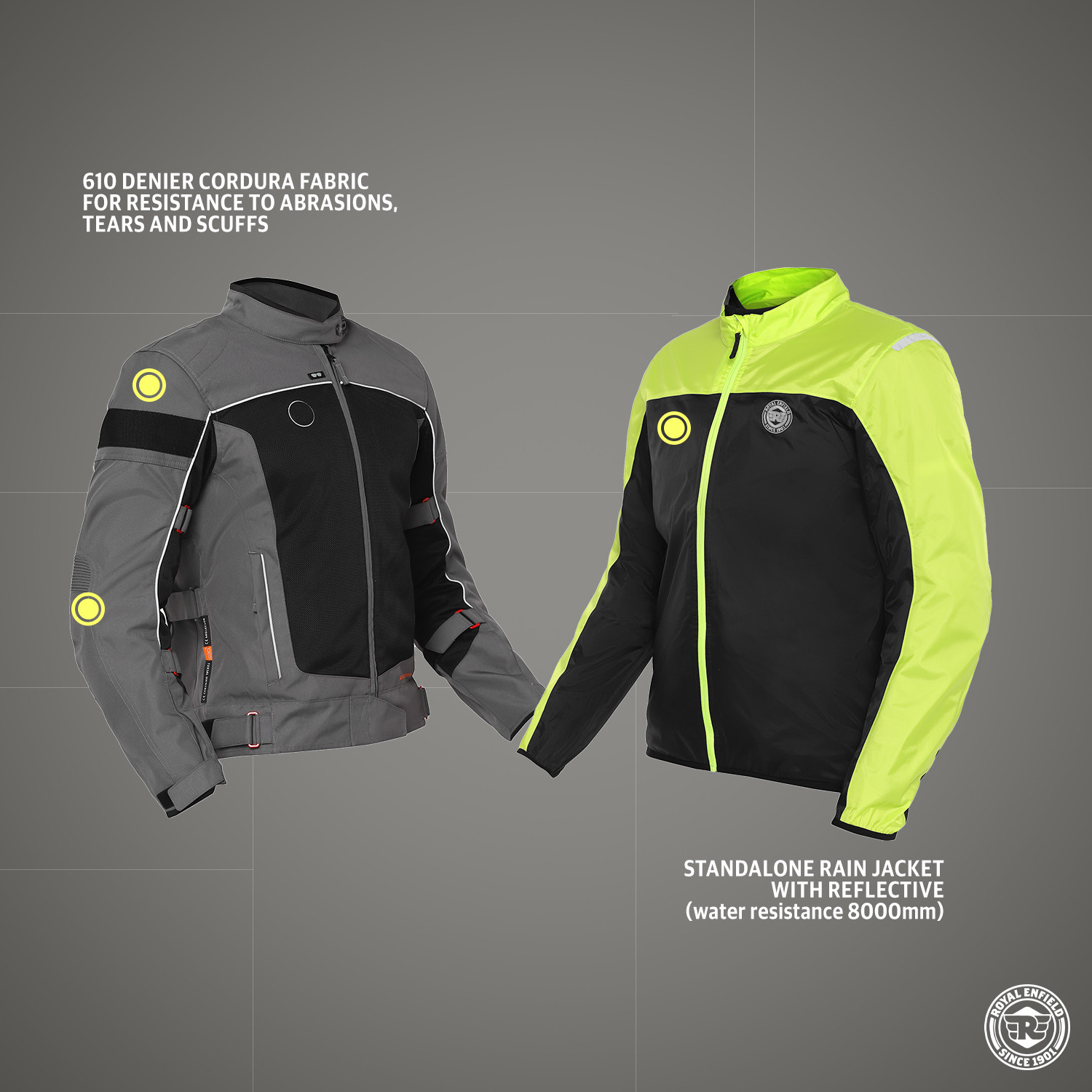 Image of Royal Enfield Explorer V4 Riding Jacket with Back, Shoulder & Elbow Armors and Rain Jacket Riding Protective Jacket
