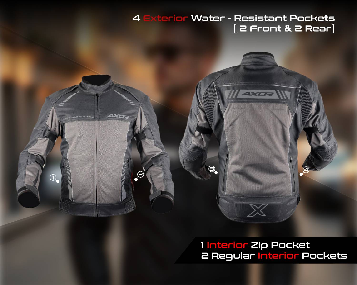 Axor AXR-NIMBUZ-GR-S Riding Protective Jacket Gray - Image 3