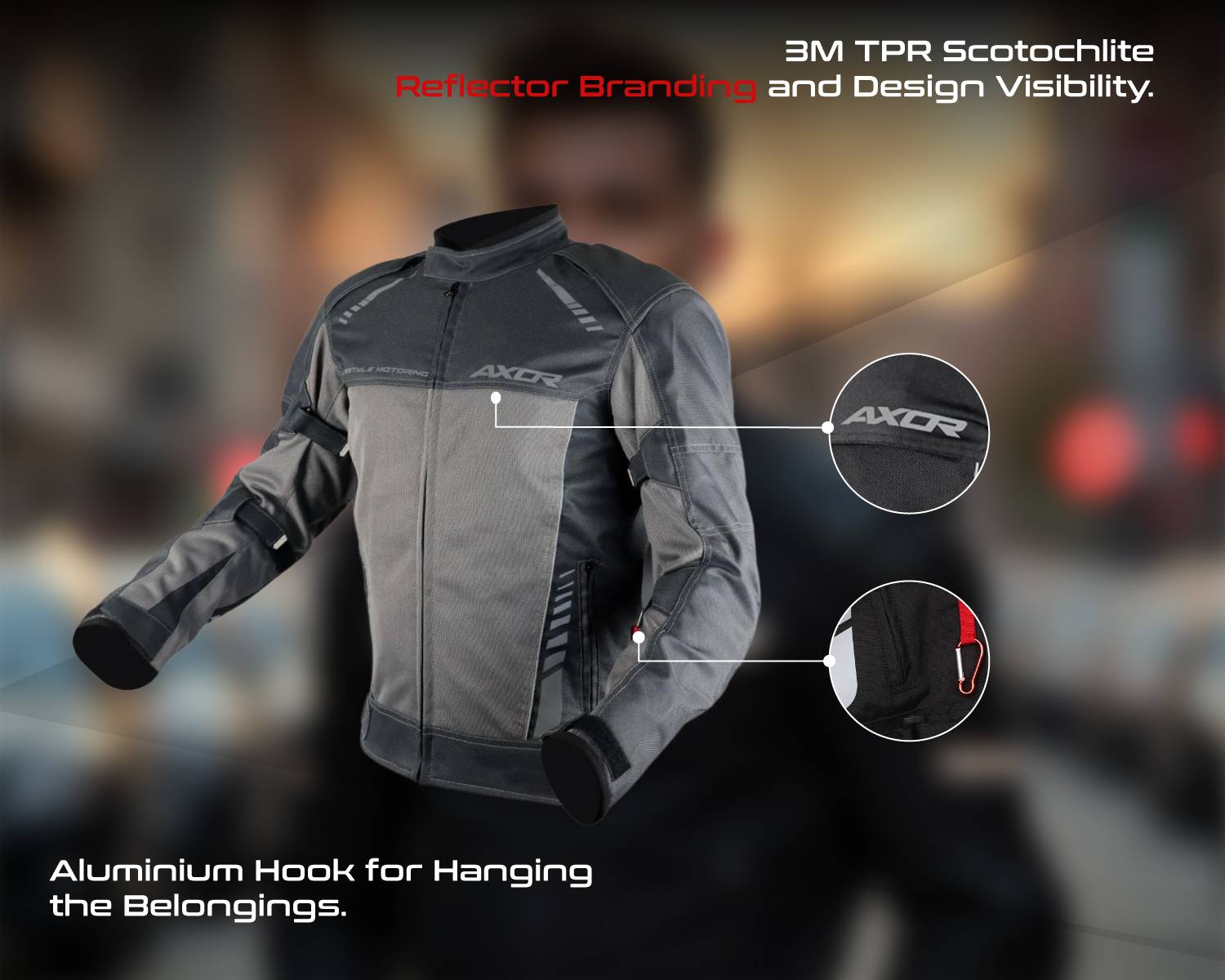 Axor AXR-NIMBUZ-GR-S Riding Protective Jacket Gray - Image 2