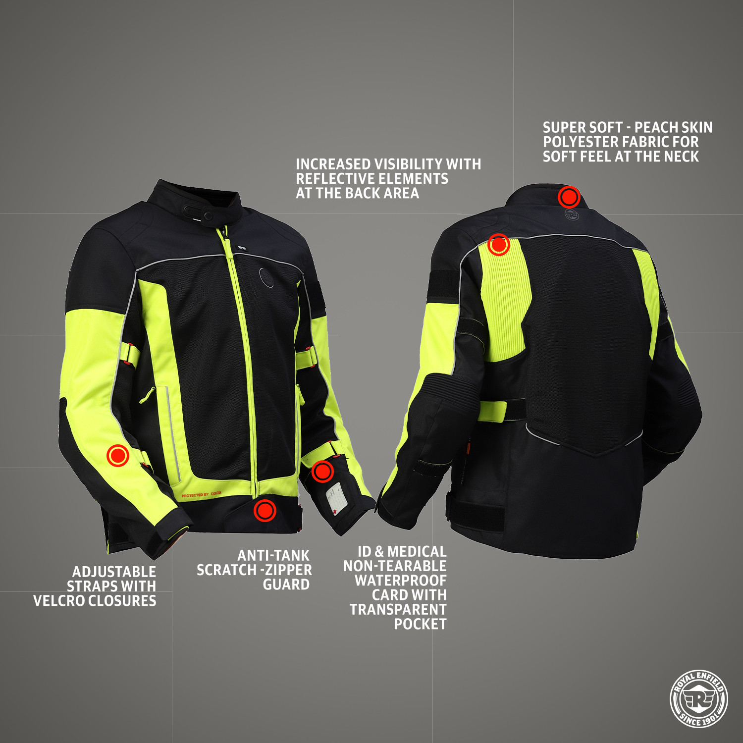 Image of Royal Enfield Explorer V4 Riding Jacket with Back, Shoulder & Elbow Armors and Rain Jacket Riding Protective Jacket
