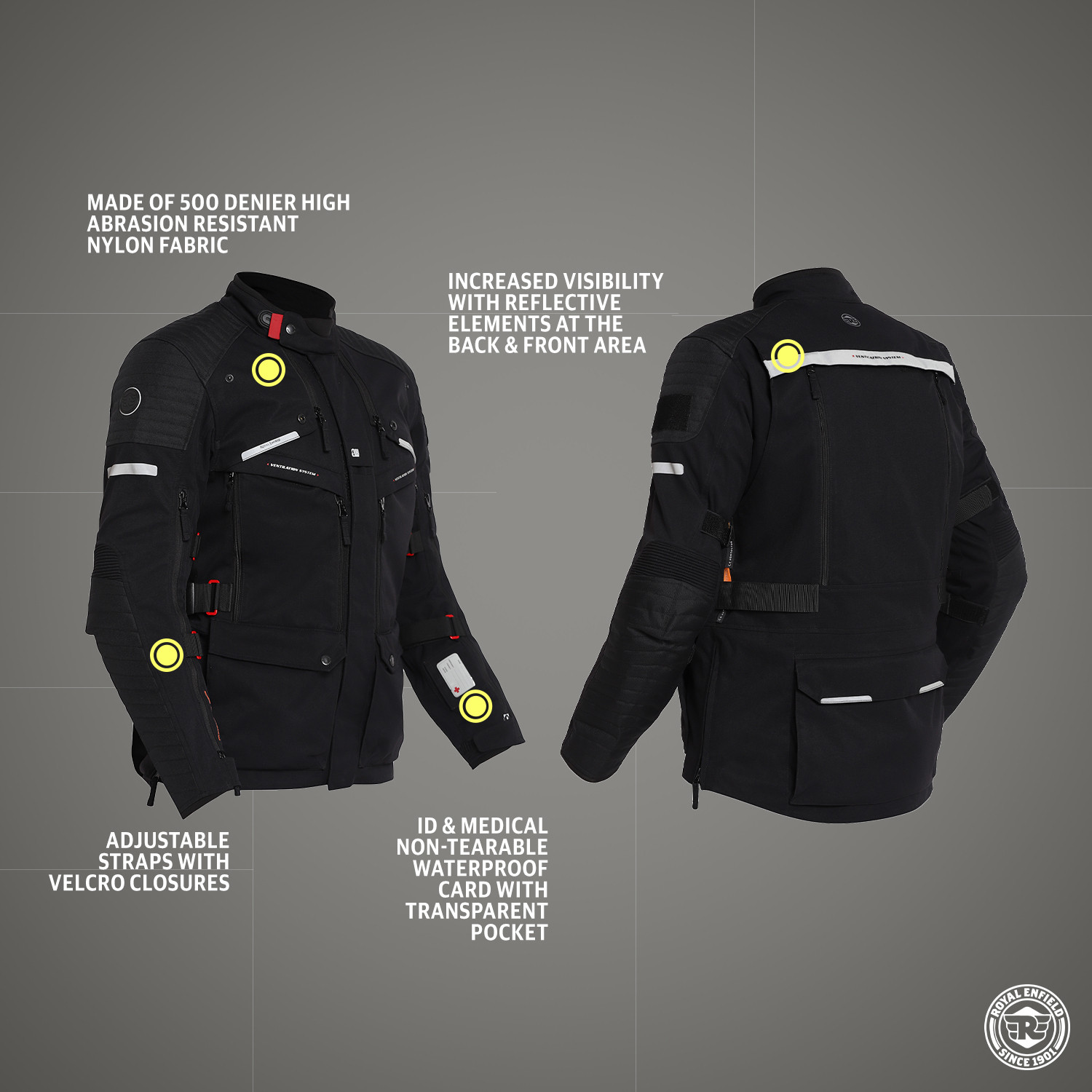 Image of Royal Enfield Nirvik V2 Two Layered with Chest, Back, Shoulder & Elbow Armours and Rain Jacket Riding Protective Jacket