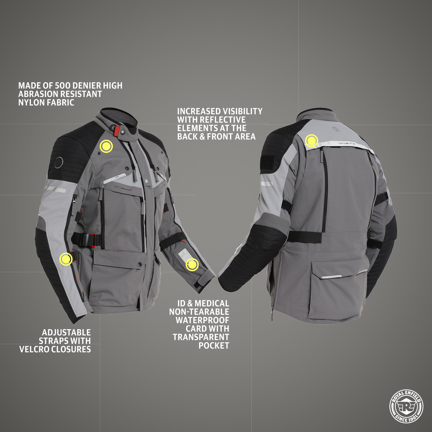 Image of Royal Enfield Nirvik V2 Two Layered with Chest, Back, Shoulder & Elbow Armours and Rain Jacket Riding Protective Jacket