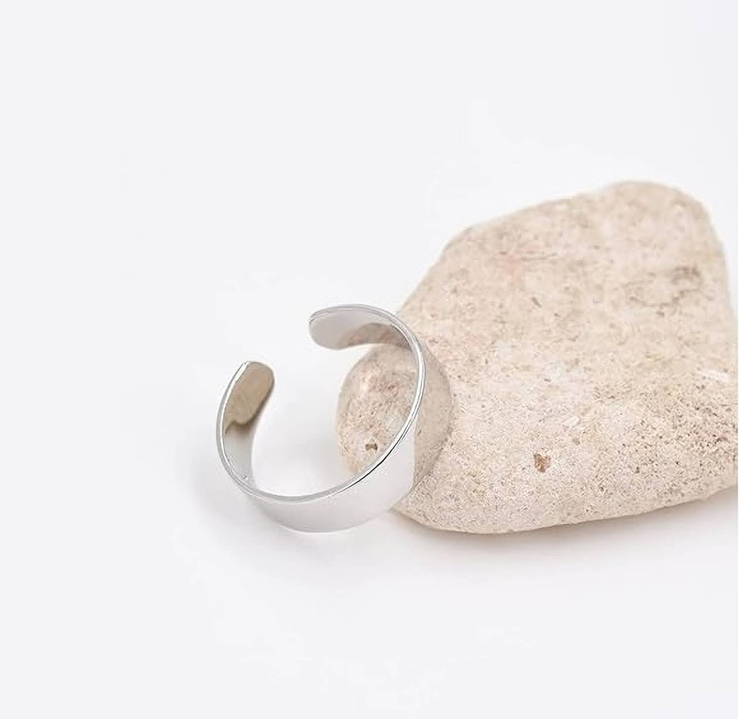 BigWheels Silver Adjustable Open-Cuff Plain Thin Funky Thumb/Toe/Knuckle Finger Band Ring Stainless Steel Ring
