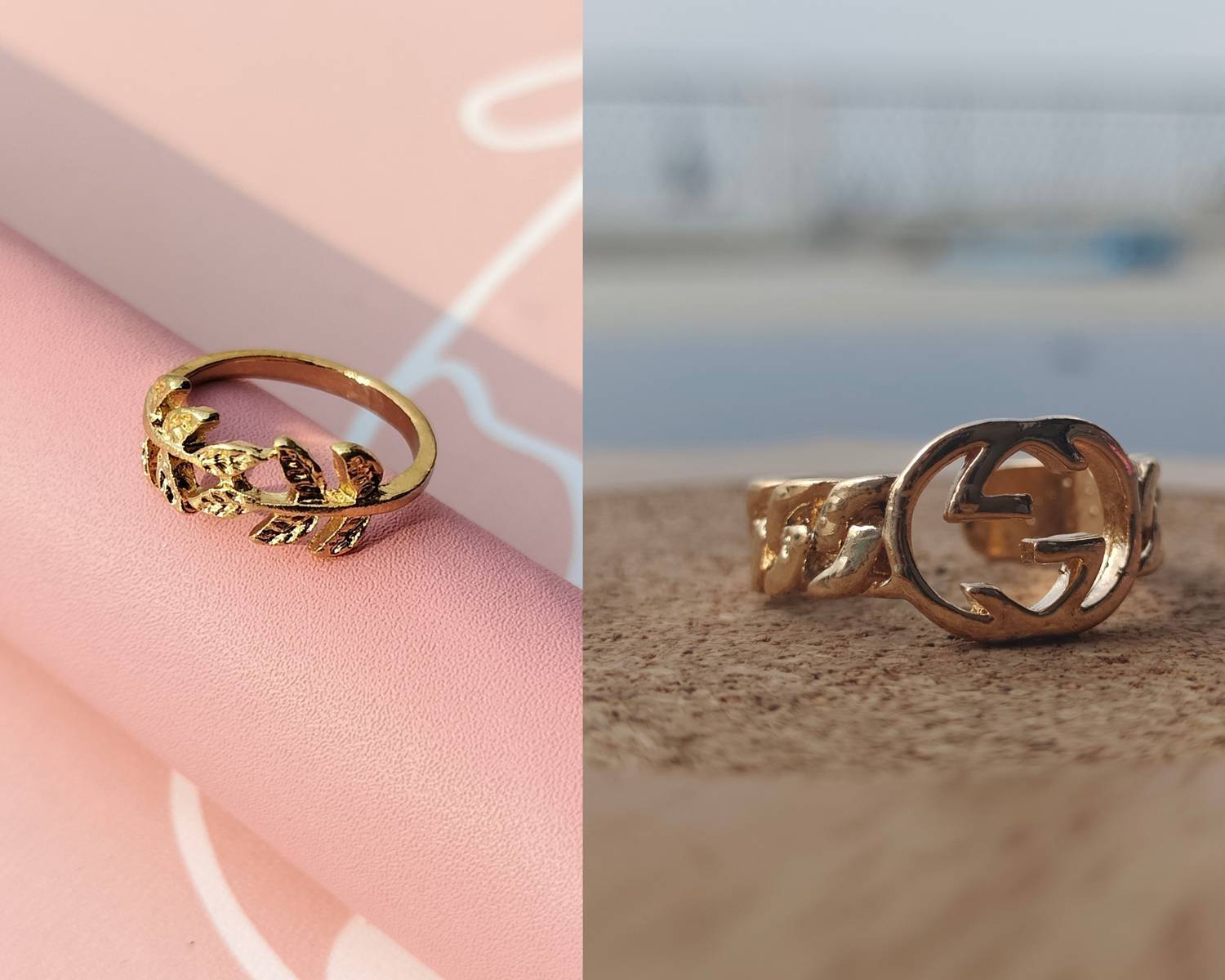 Anna Stella 2Pcs Vintage Bohemia Rings Antique Gold Carvings for Women Girl. Metal Gold Plated Ring