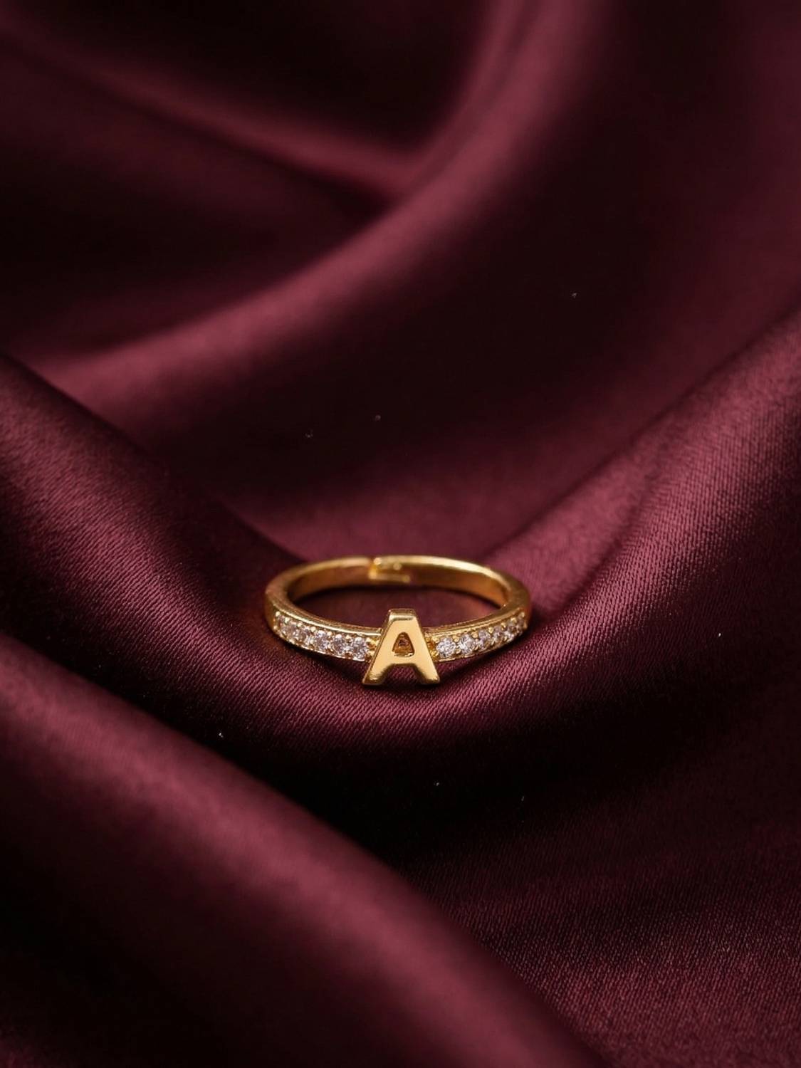 BOGHRA SALES A Letter Gold Ring For Girls,Women Alloy Cubic Zirconia Gold Plated Ring