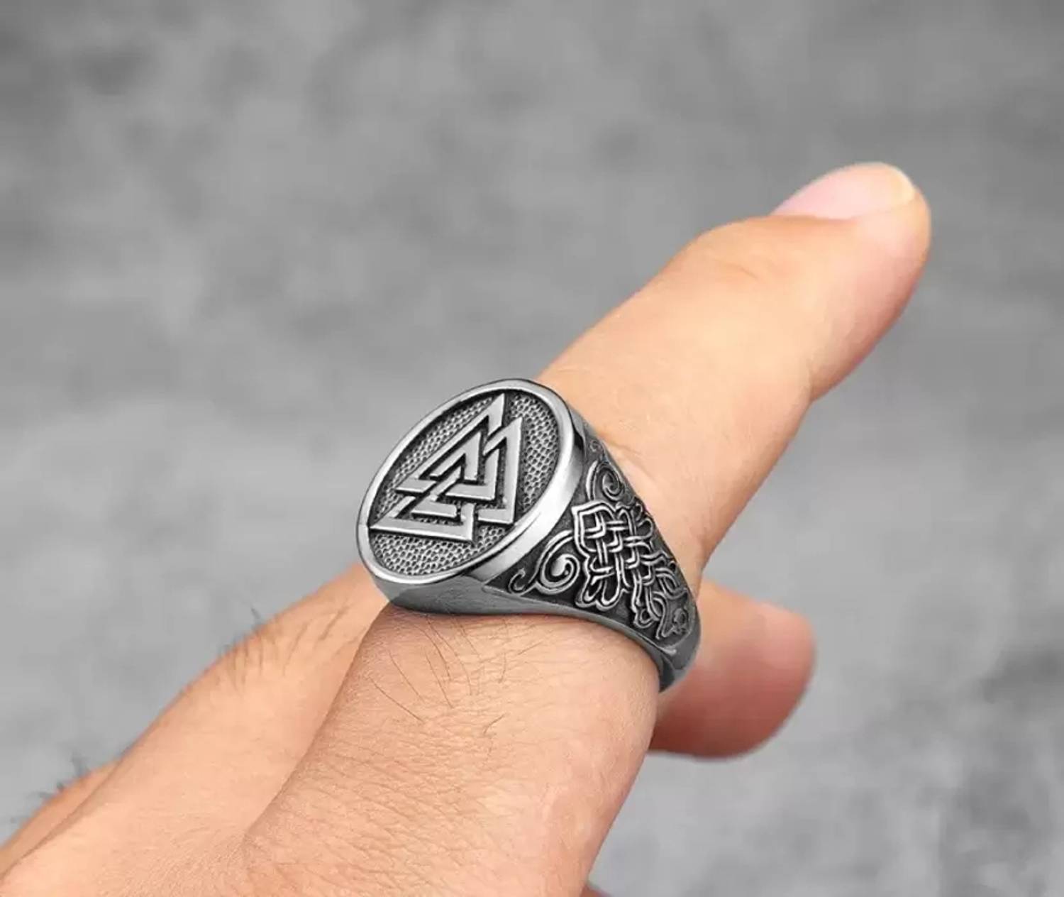 Shopping Dust Trendy Triangle Vikking Ring For Men And Women