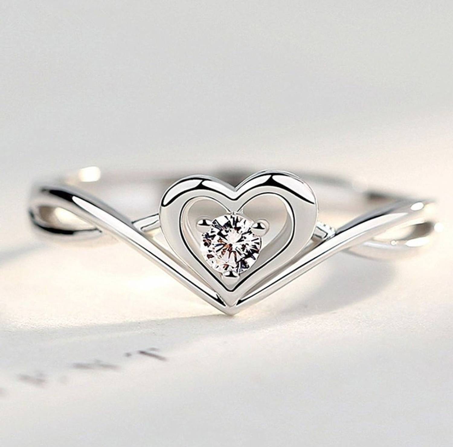 Devora Sizzling Solitaire Adjustable Heart Ring - Image 5