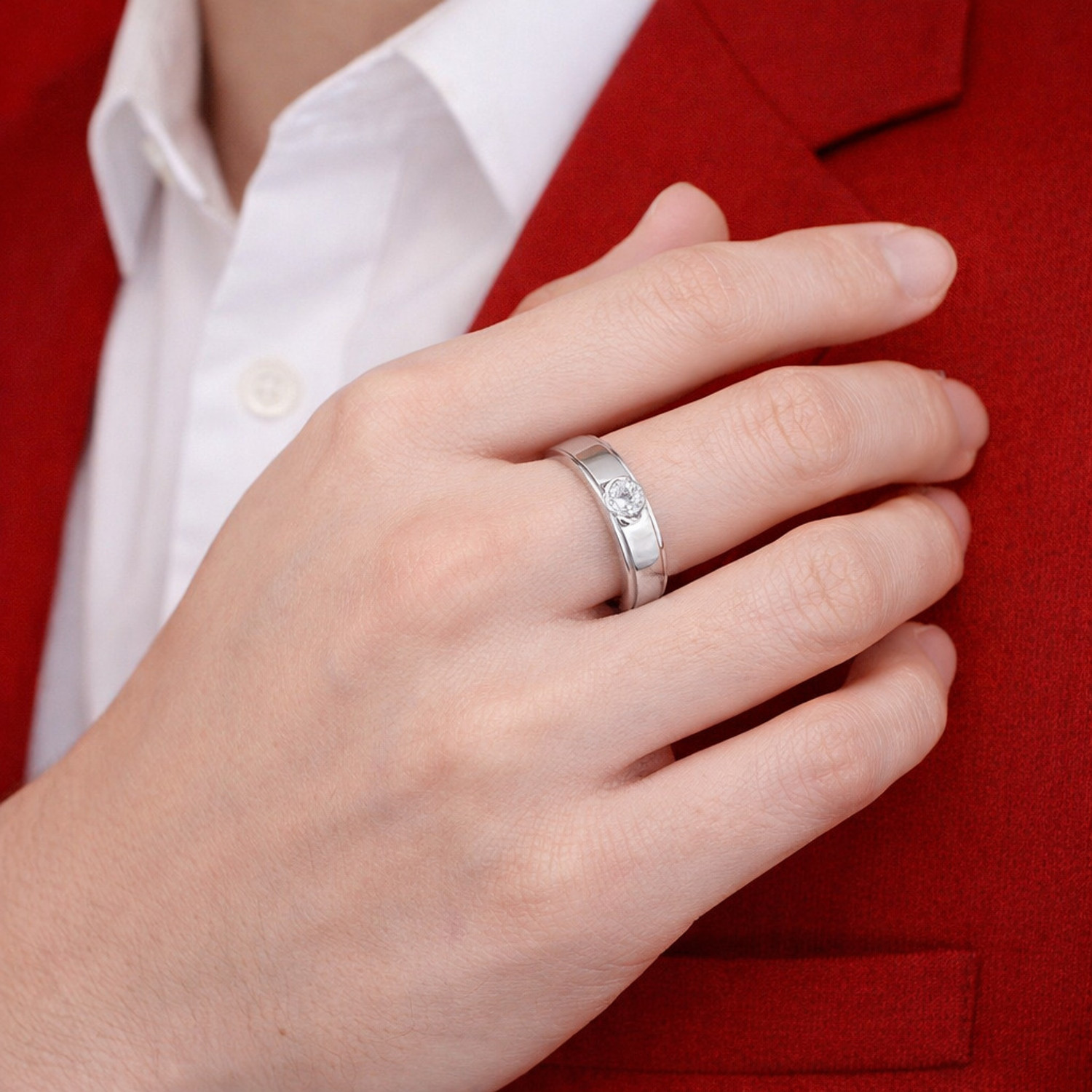 Image of Tanishee- The Real Jewels COUPLE RING Sterling Silver Cubic Zirconia 900 Silver Plated Ring