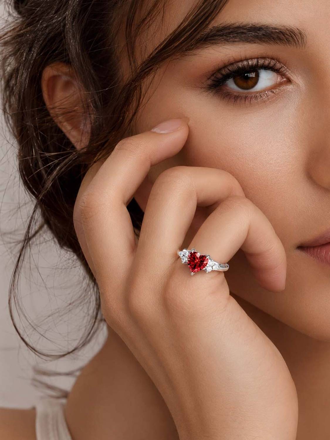 Miss Highness 925 Silver Red Heart Ring - Image 3