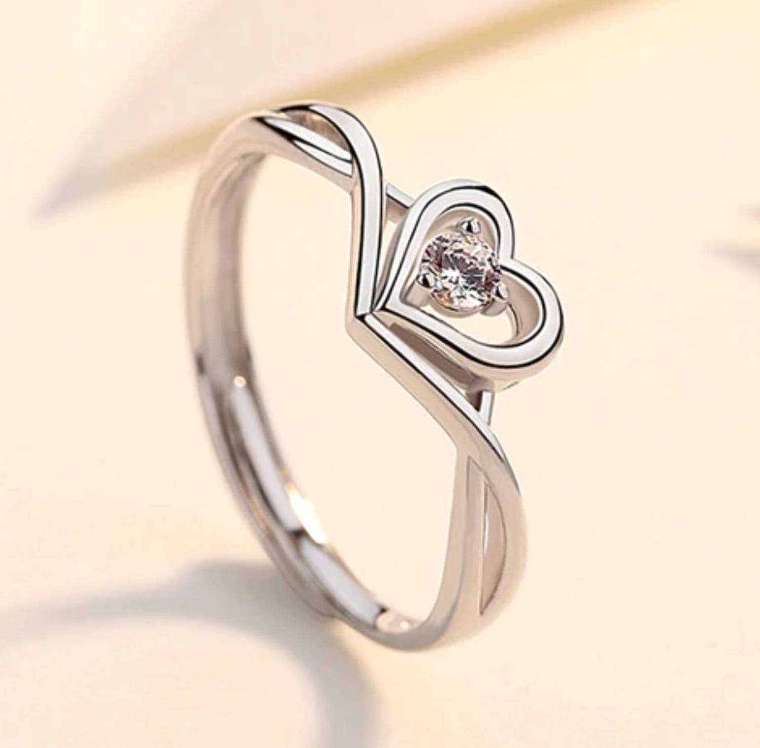 Devora Sizzling Solitaire Adjustable Heart Ring - Image 4
