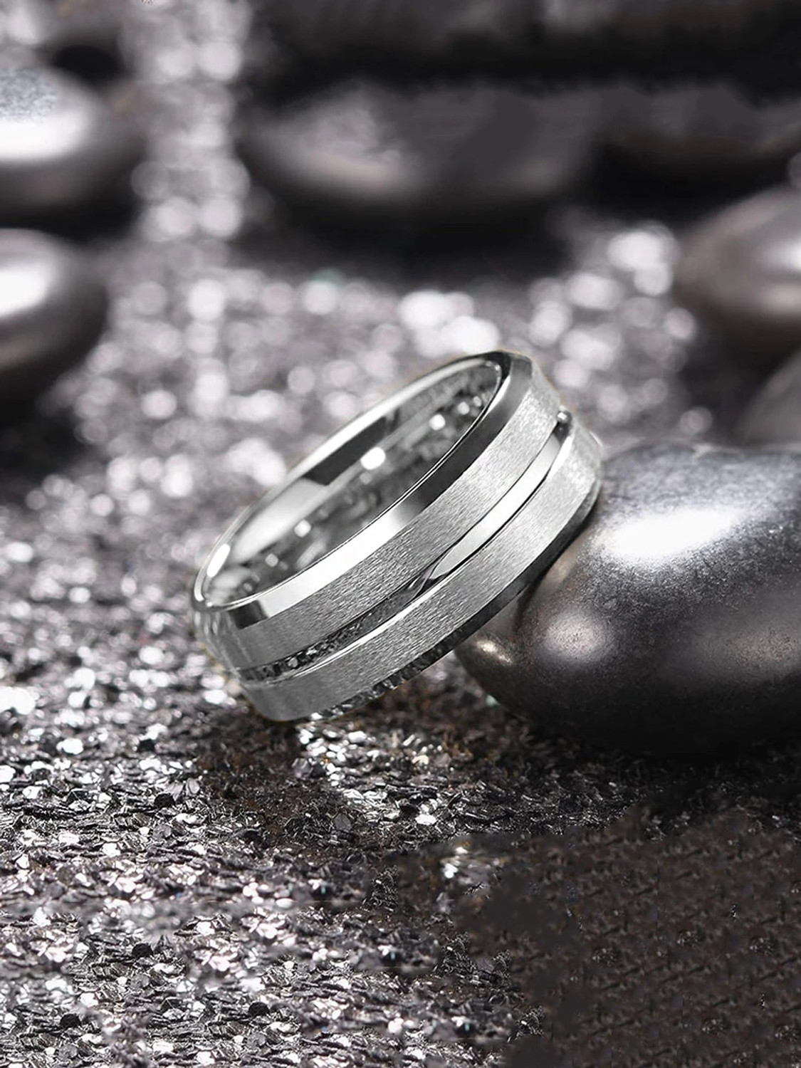 Image of YELLOW CHIMES Metal Black Silver Plated Ring