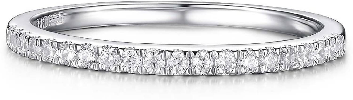 BRD jewelry 925 Sterling Silver Eternity Silver Band Ring For Women and Gilrs Sterling Silver Cubic Zirconia Rhodium Plated Ring