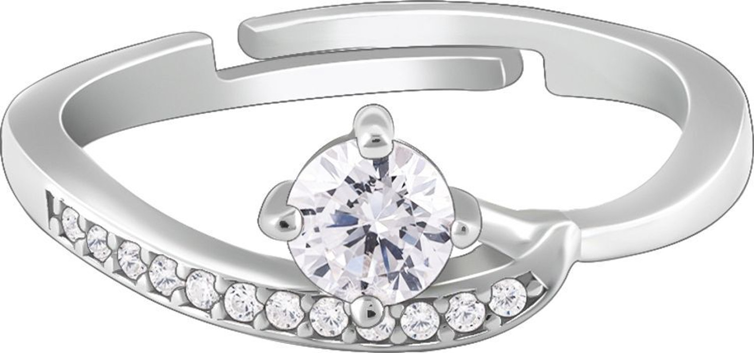 Image of GIVA Silver Zircon Embrace Ring Sterling Silver Cubic Zirconia Rhodium Plated Ring