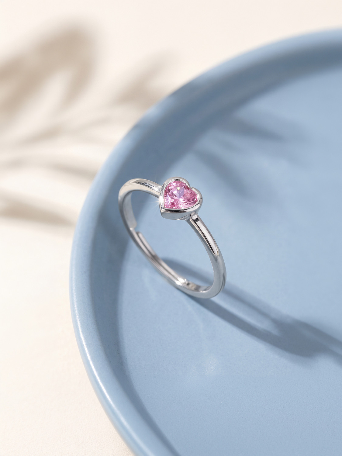 Image of GIVA 925 Silver Rosetta Heart Ring Adjustable |Gifts for Women and Girls | Sterling Silver Zircon Rhodium Plated Ring