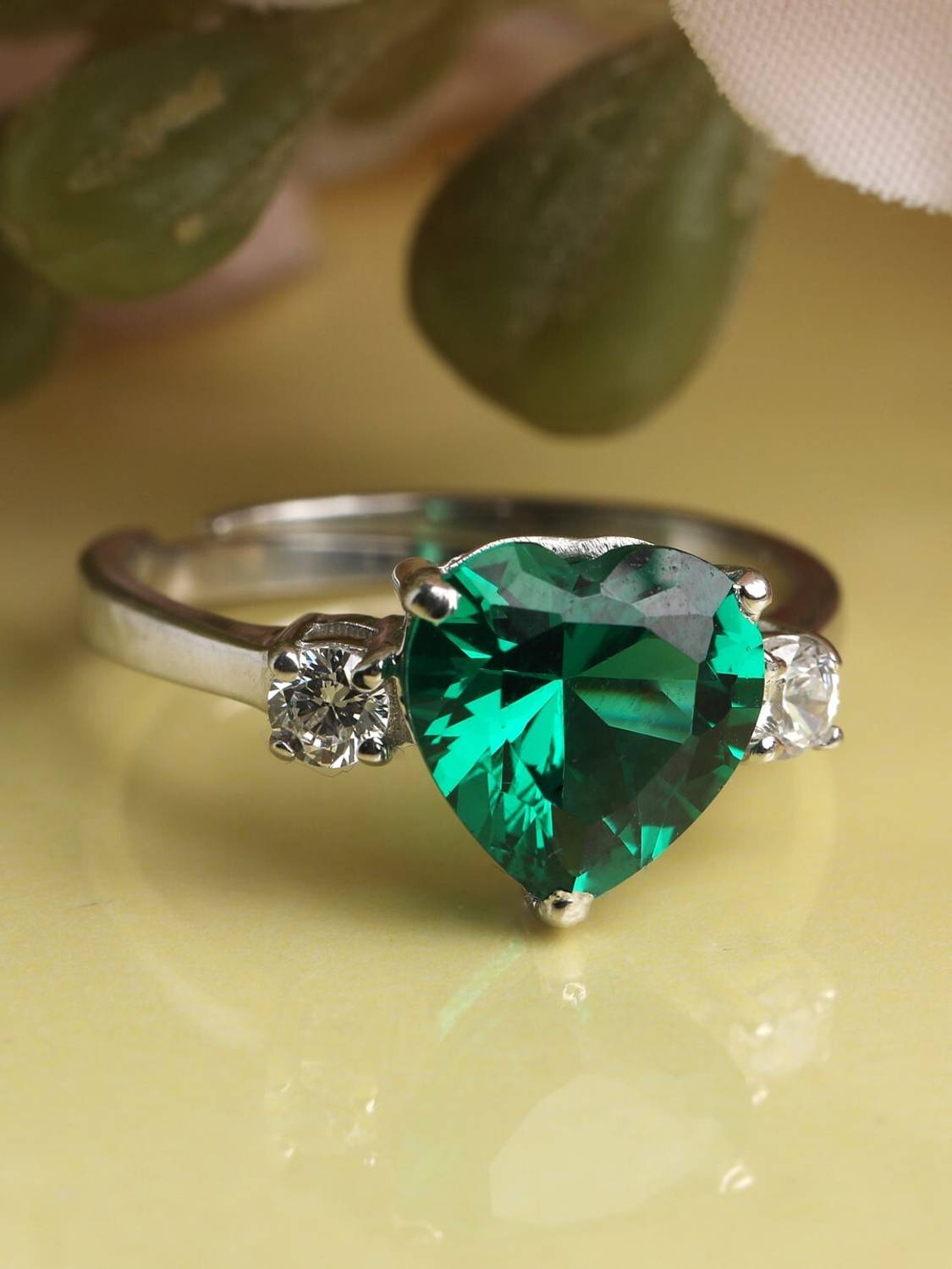 BELWICK Silver Hart Ring For Woman Brass Diamond Silver Plated Ring