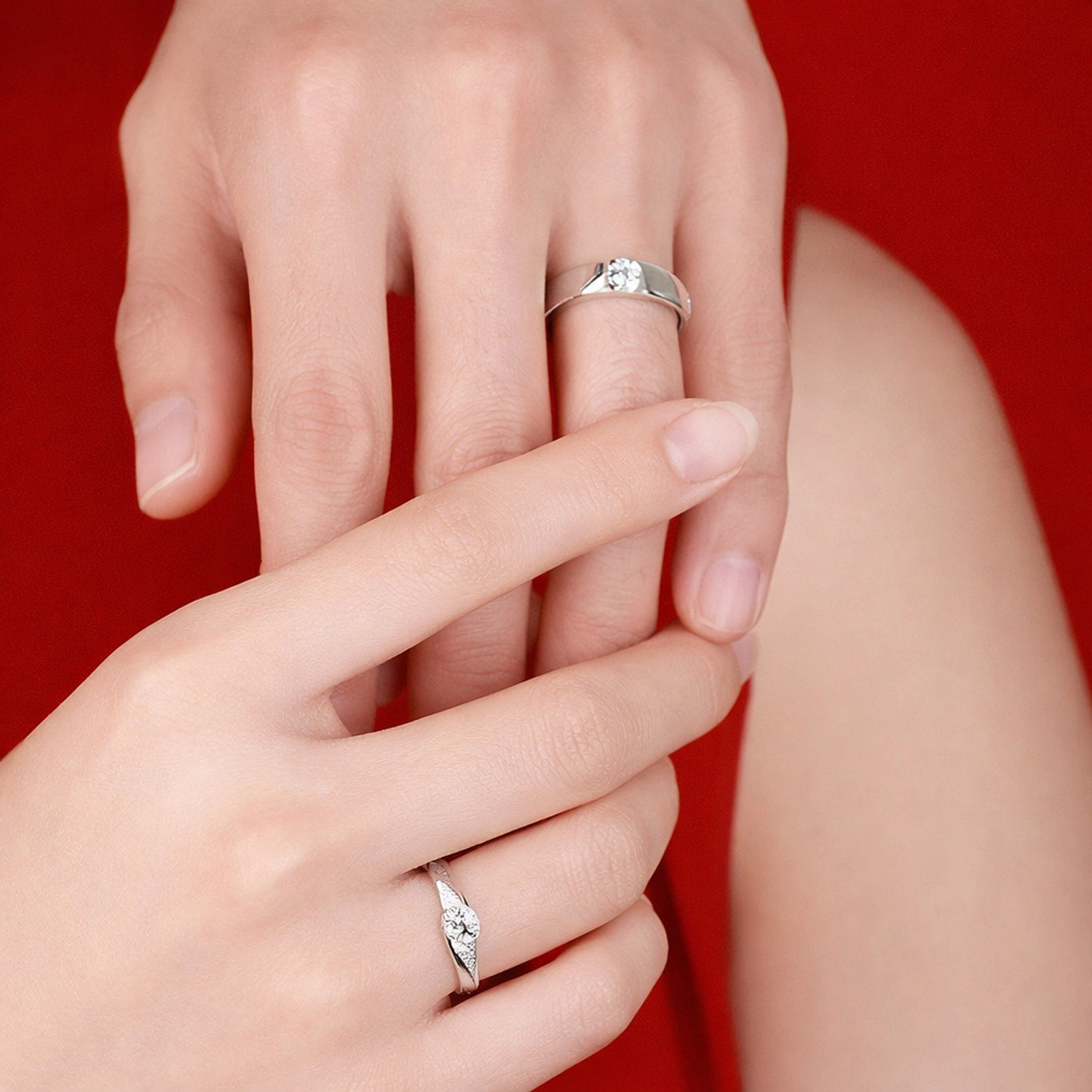 Image of Tanishee- The Real Jewels COUPLE RING Sterling Silver Cubic Zirconia 900 Silver Plated Ring