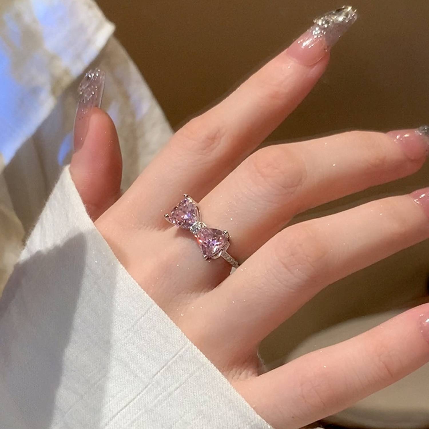 Modeflix Cute Bow-Style Pink Stone Ring - Image 4