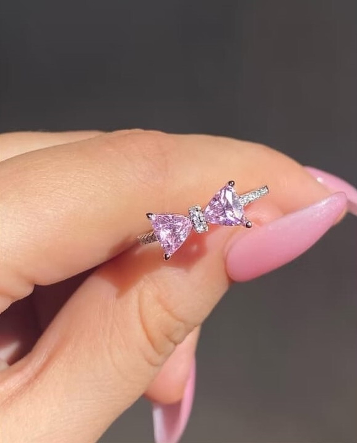 Image of LBTK Korean Barbie bow ring stainless Stainless Steel Cubic Zirconia Silver Plated Ring