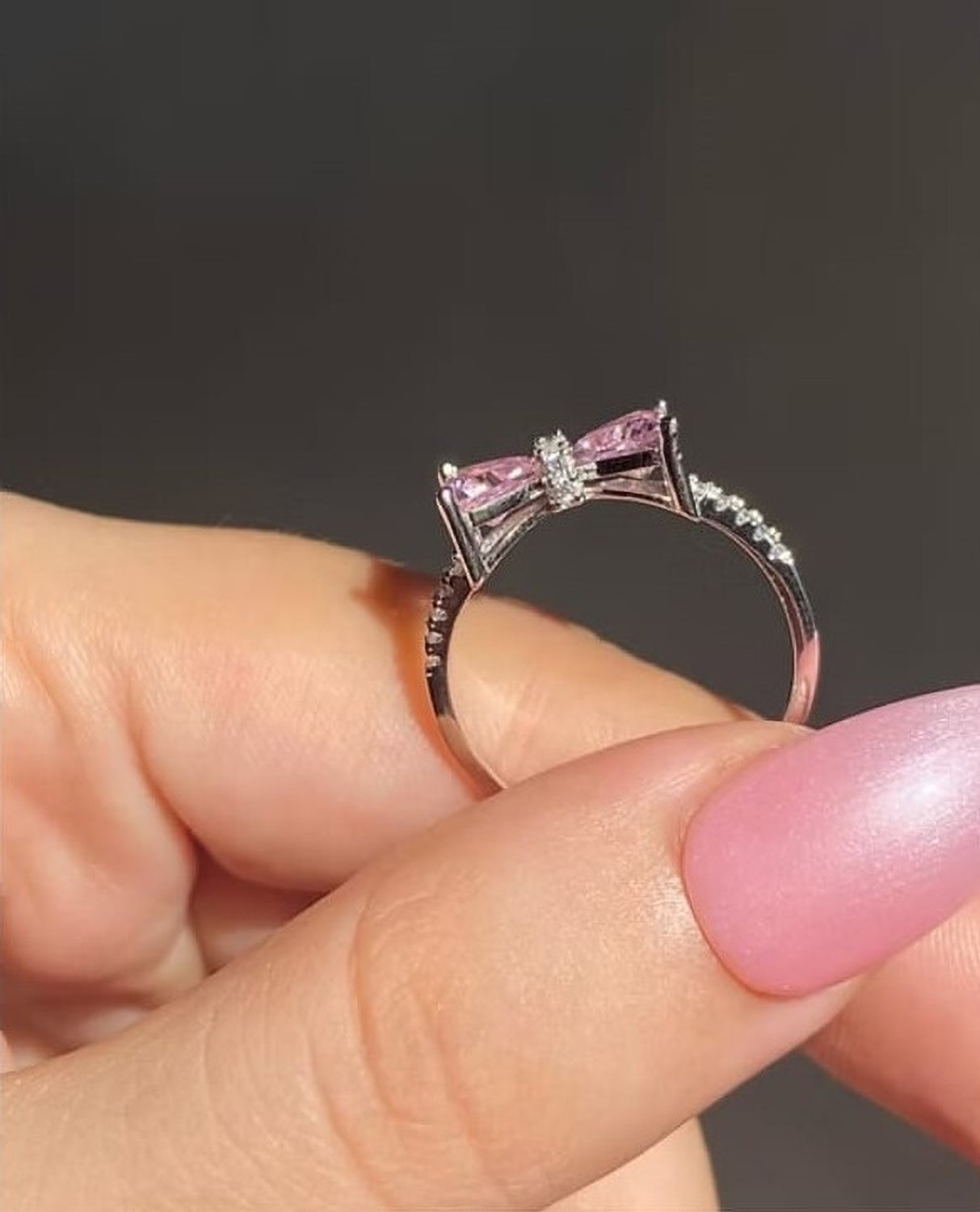 Image of LBTK Korean Barbie bow ring stainless Stainless Steel Cubic Zirconia Silver Plated Ring