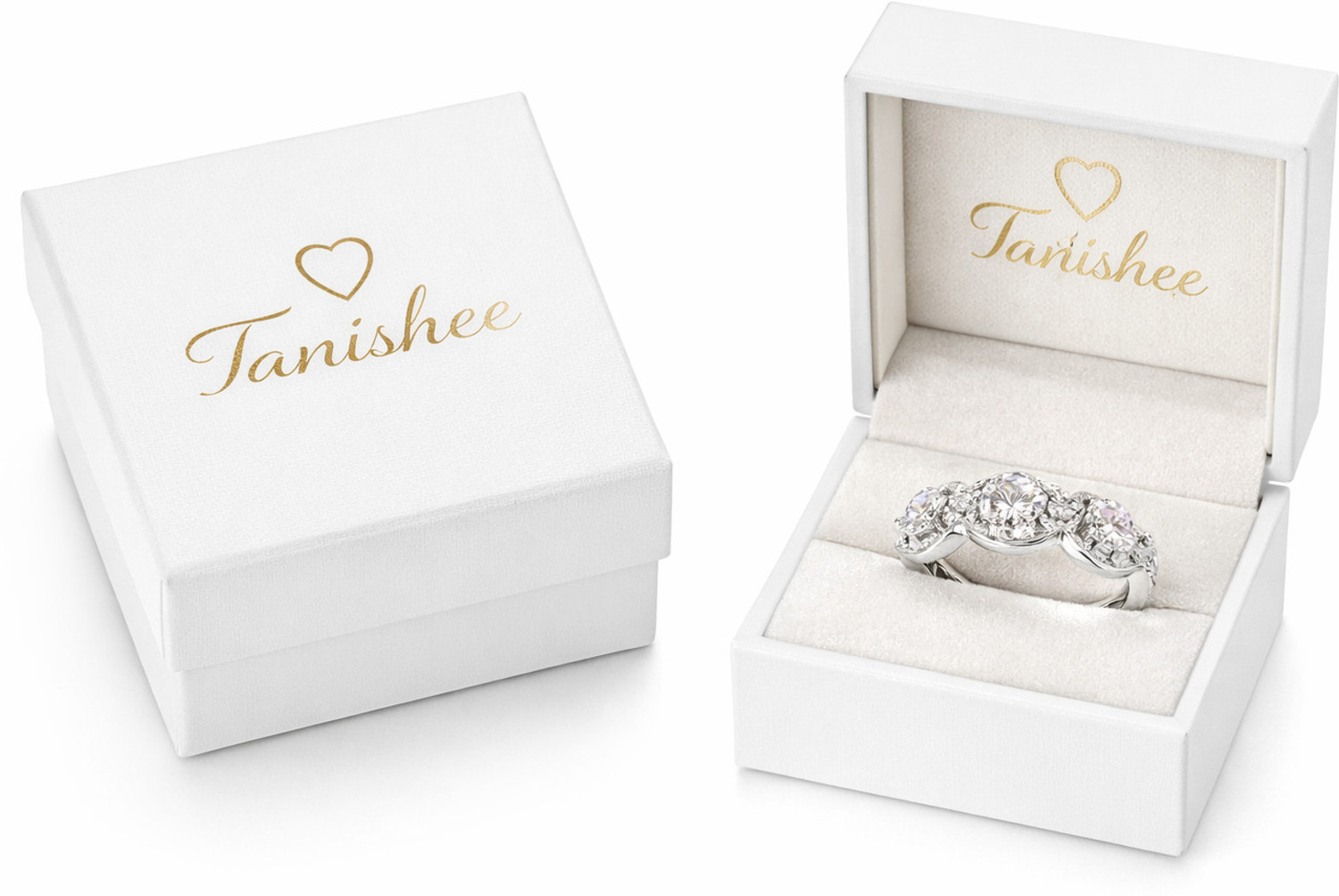 Image of Tanishee- The Real Jewels Heart Shape Ring Stainless Steel, Stone Zircon Silver Plated Ring