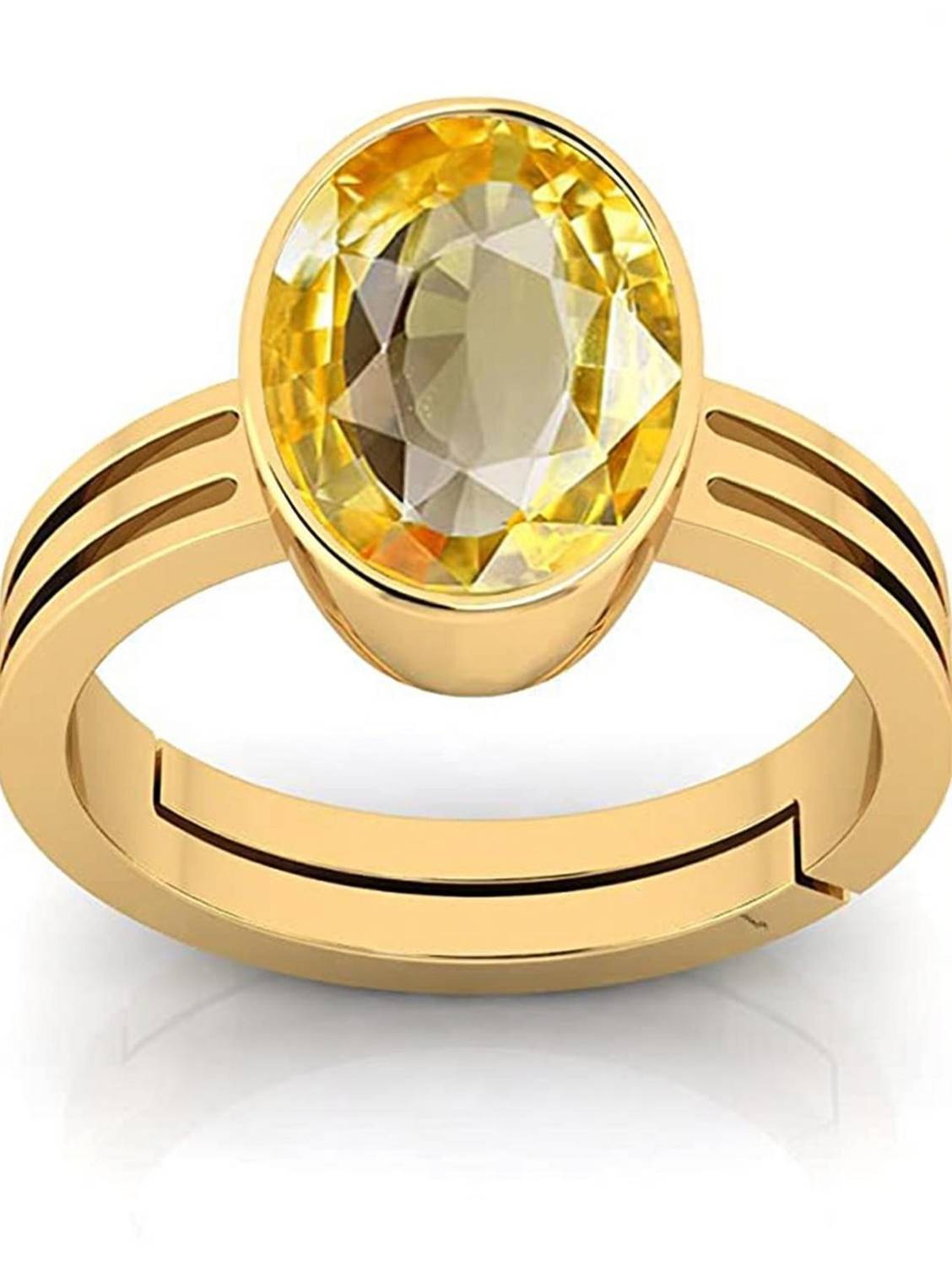 Akshita gems 11.25 Ratti 10.00 Carat Natural Yellow Sapphire Pukhraj Gemstone Ring Brass Sapphire Gold Plated Ring