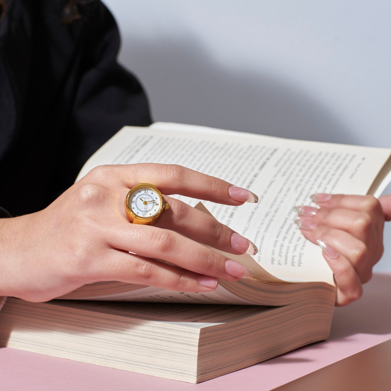 Image of Salty Watch Ring for Women & Girls Gold Ring Watch | Stylish & Stretchable | Finger Ring | Modern Design Analog Watch - For Women
