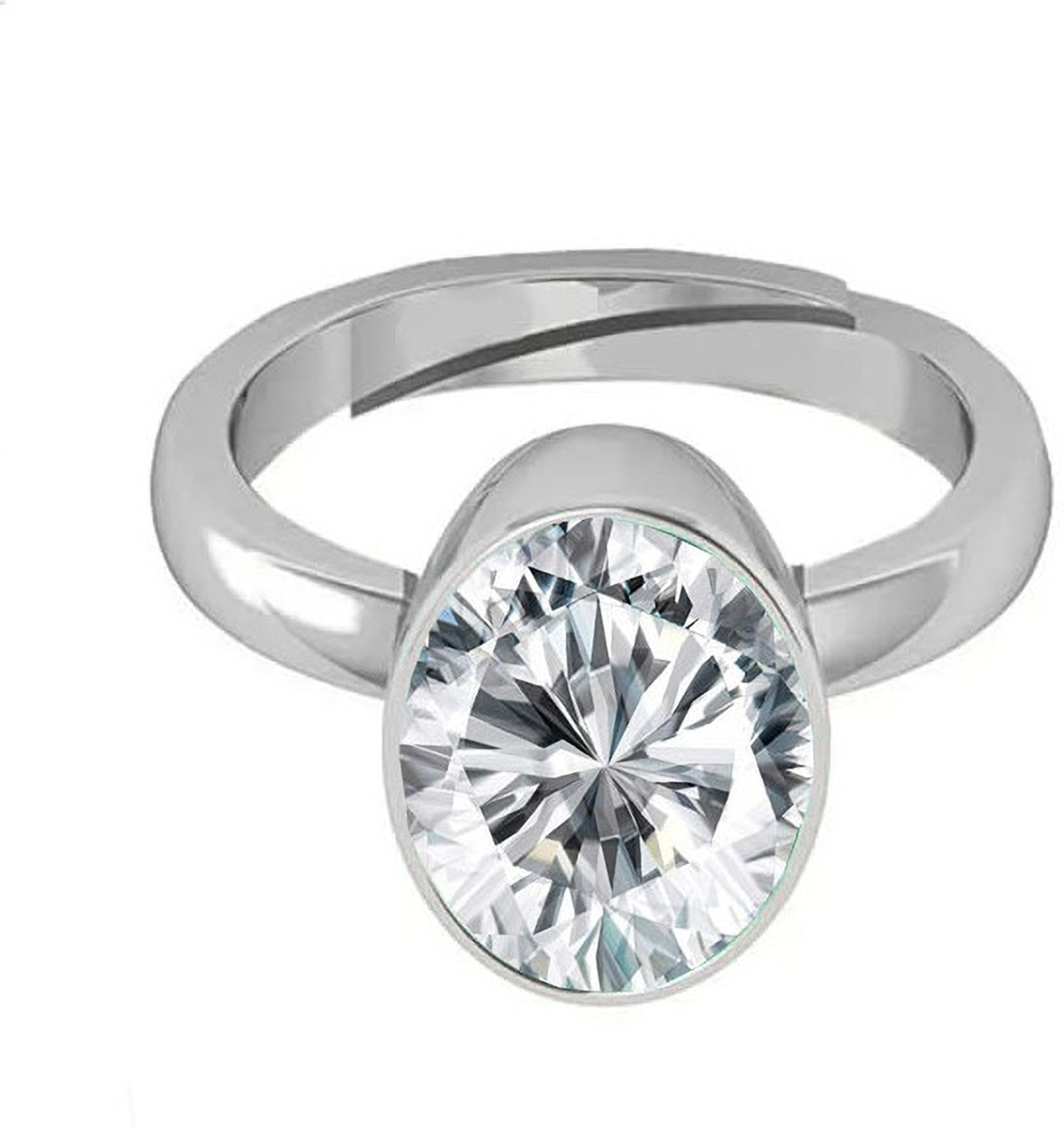 Image of Sidharth Gems 11.25 Ratti 10.00 Crt Zircon Ring Diamond Ring American Diamond Zircon Stone Brass Zircon Silver Plated Ring