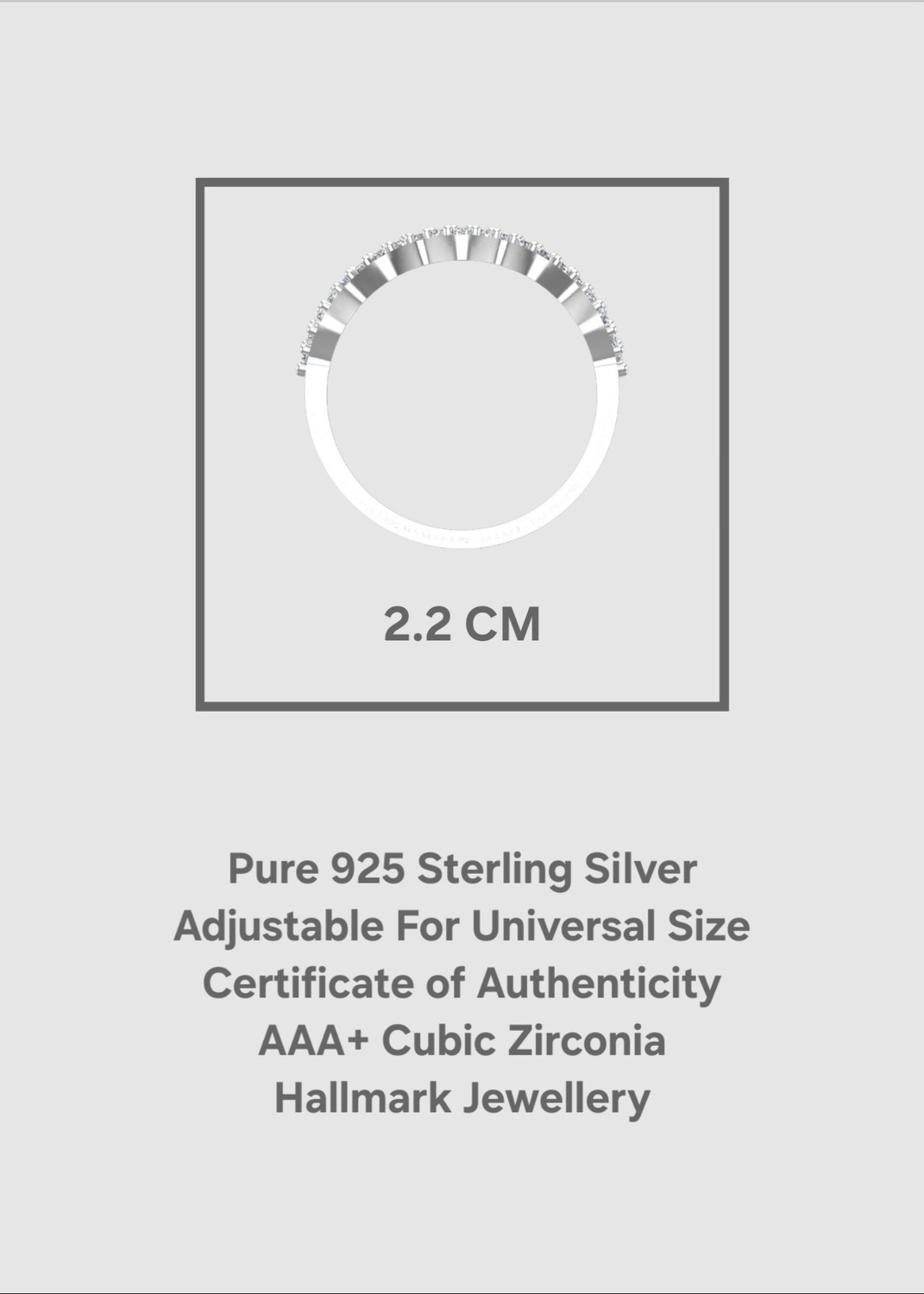 Image of SH24K Pure 925 Silver Ring for Woman | Adjustable Band Silver Ring for Girls | Sterling Silver Cubic Zirconia Rhodium Plated Ring