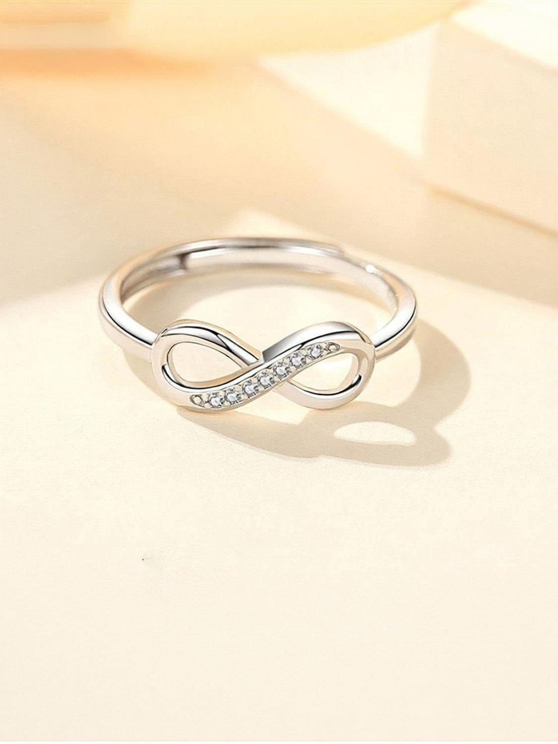 Image of MYKI Elegant Ring For Women & Girls Stainless Steel Cubic Zirconia Silver Plated Ring