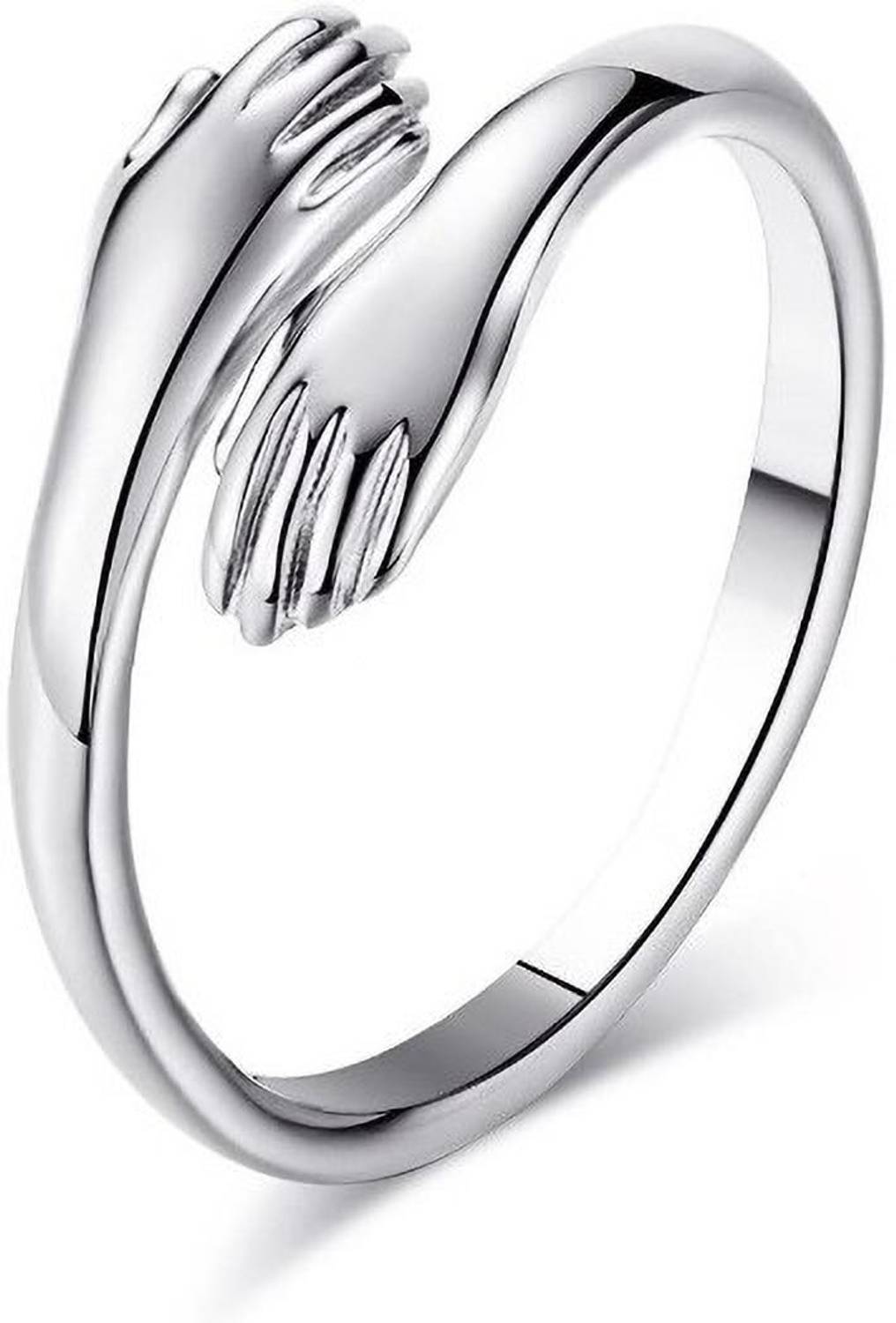 silver hug hugging arms ring